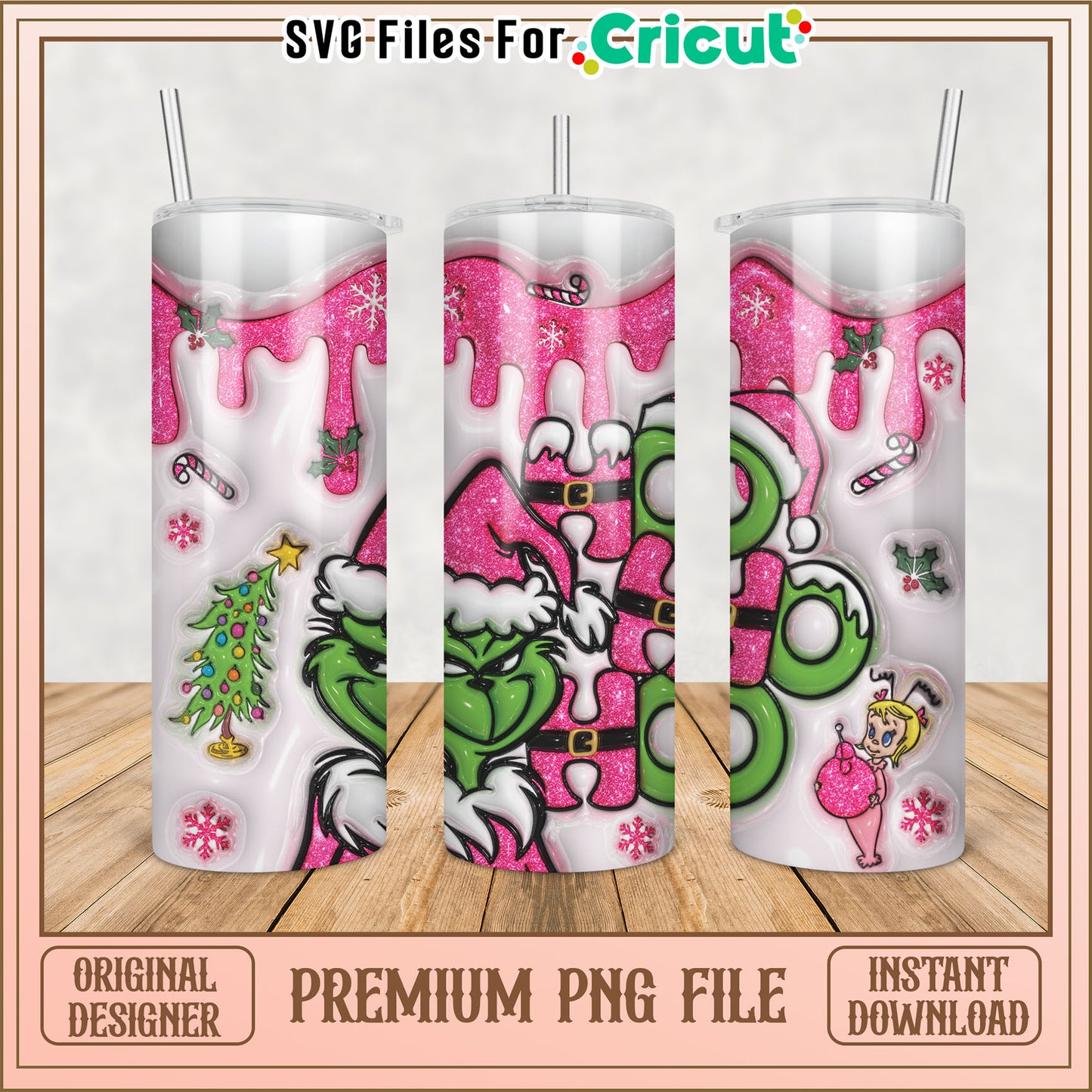 Grinch Inspired Tumbler PNG File for Cricut Craft Projects