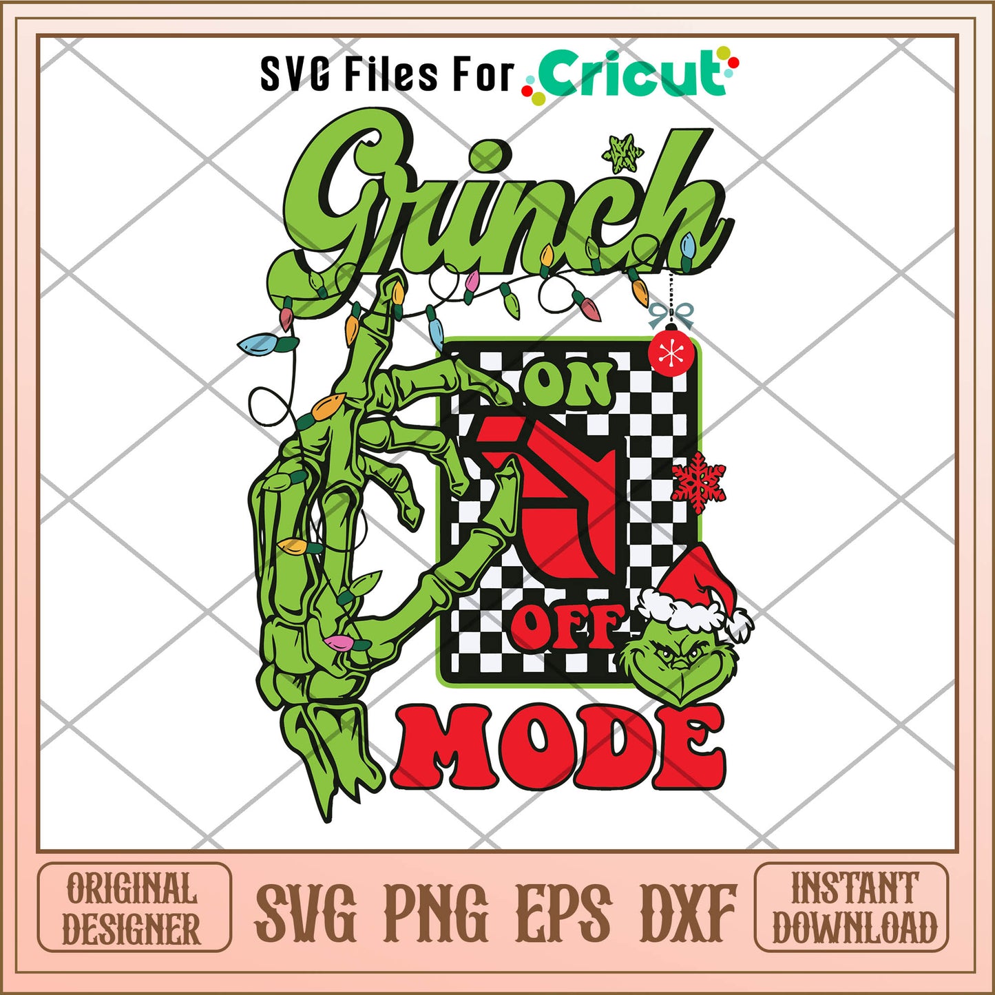 Grinch Mode On Retro Christmas Season SVG, hand bones svg