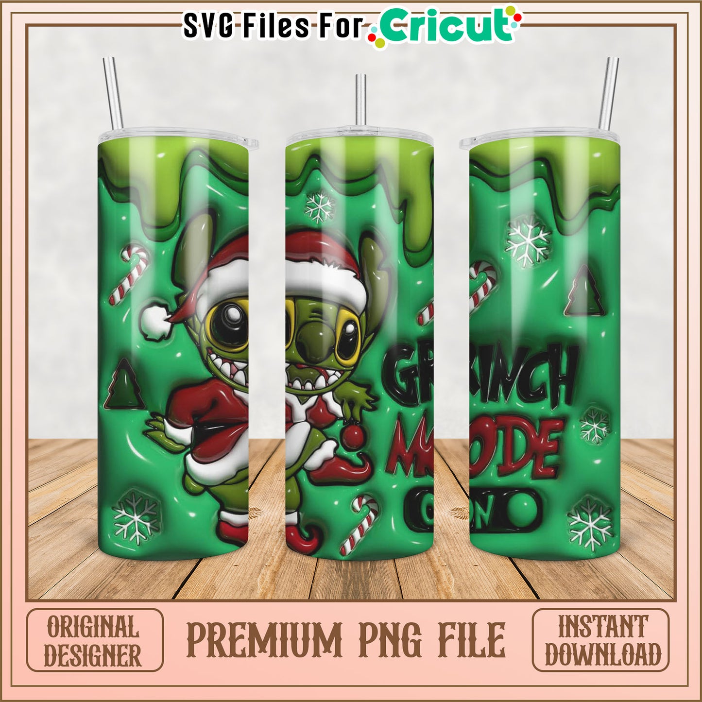 Grinch Stitch Christmas Tumbler PNG