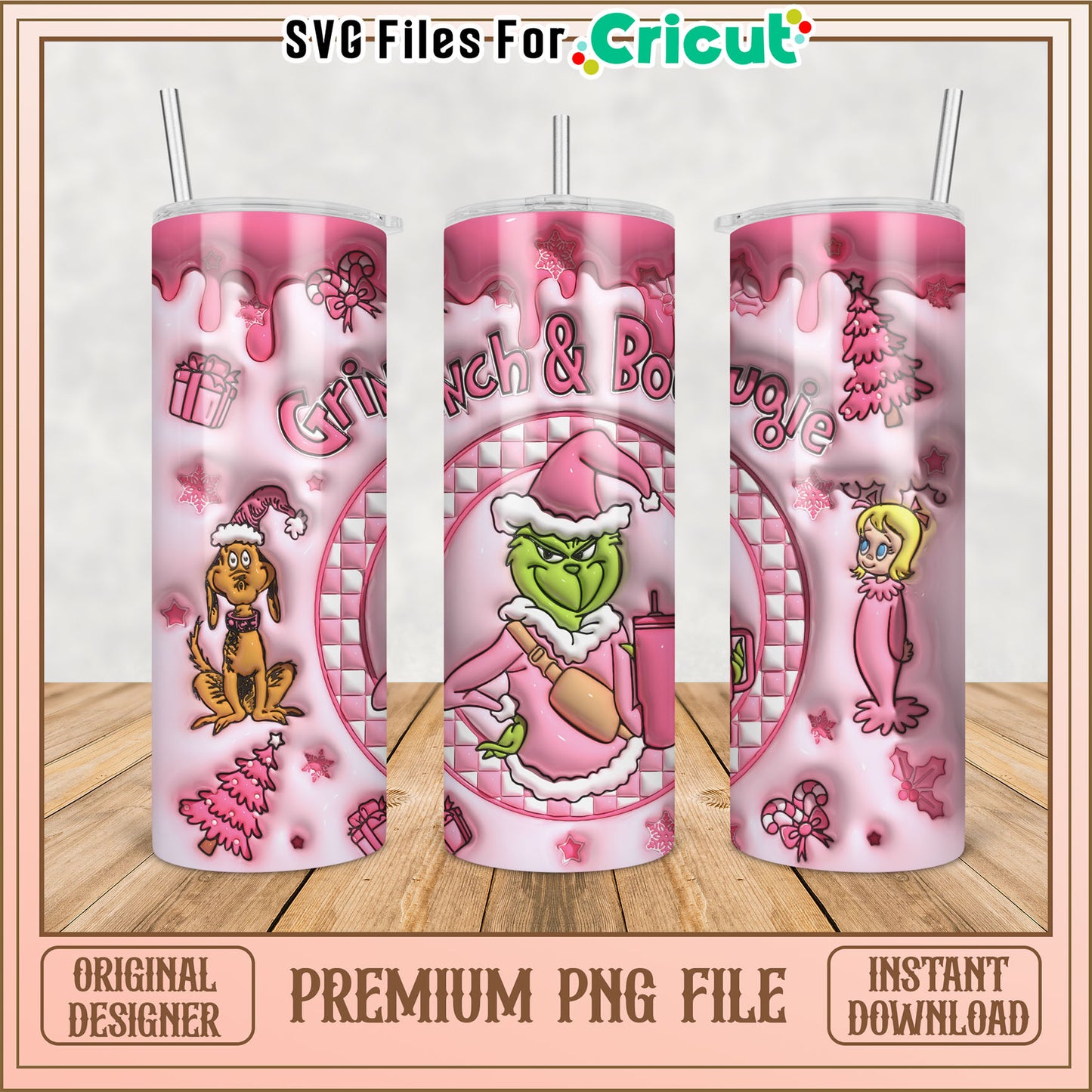 Grinch Tumbler Design PNG for Cricut Christmas Crafting Fun