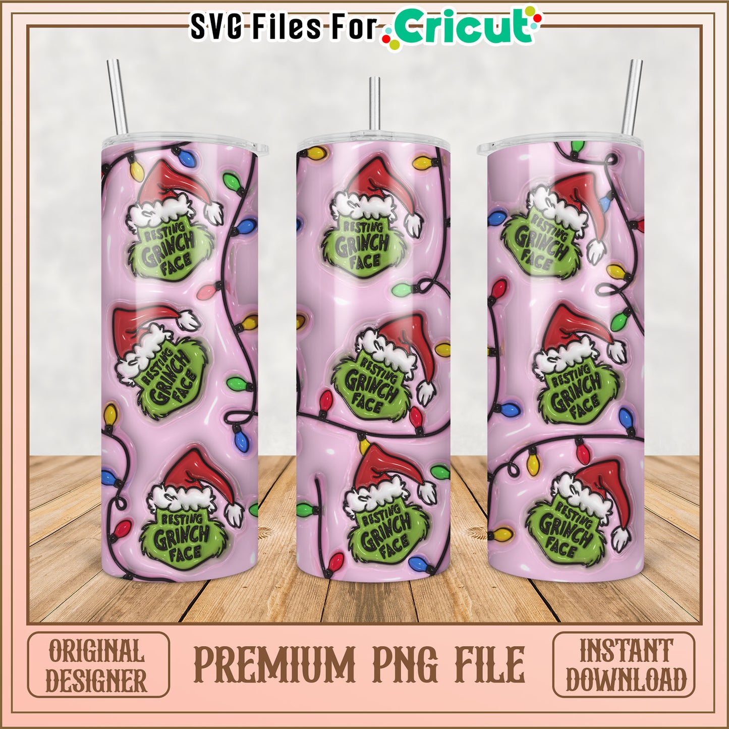 Grinch Tumbler PNG Christmas Sublimation Design