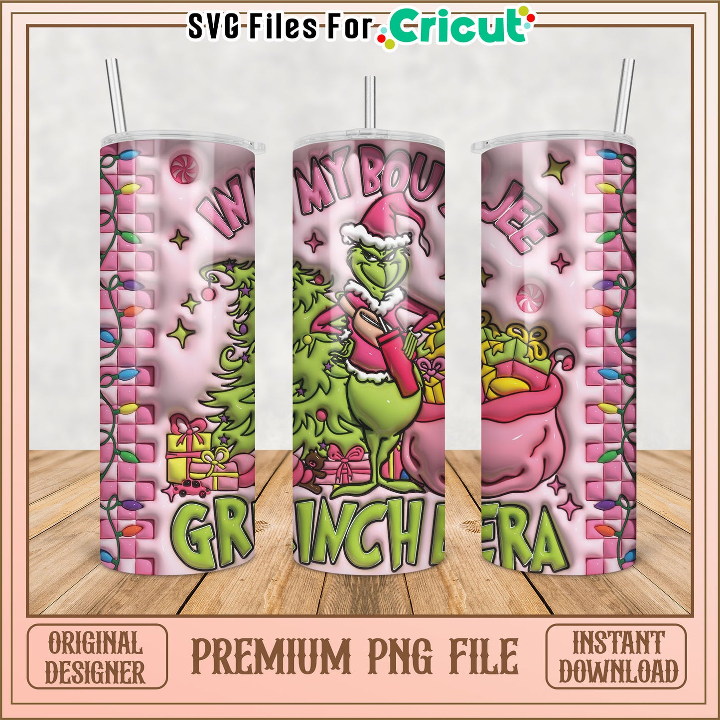 Grinch Tumbler PNG Design for Cricut Instant Download Gift Idea