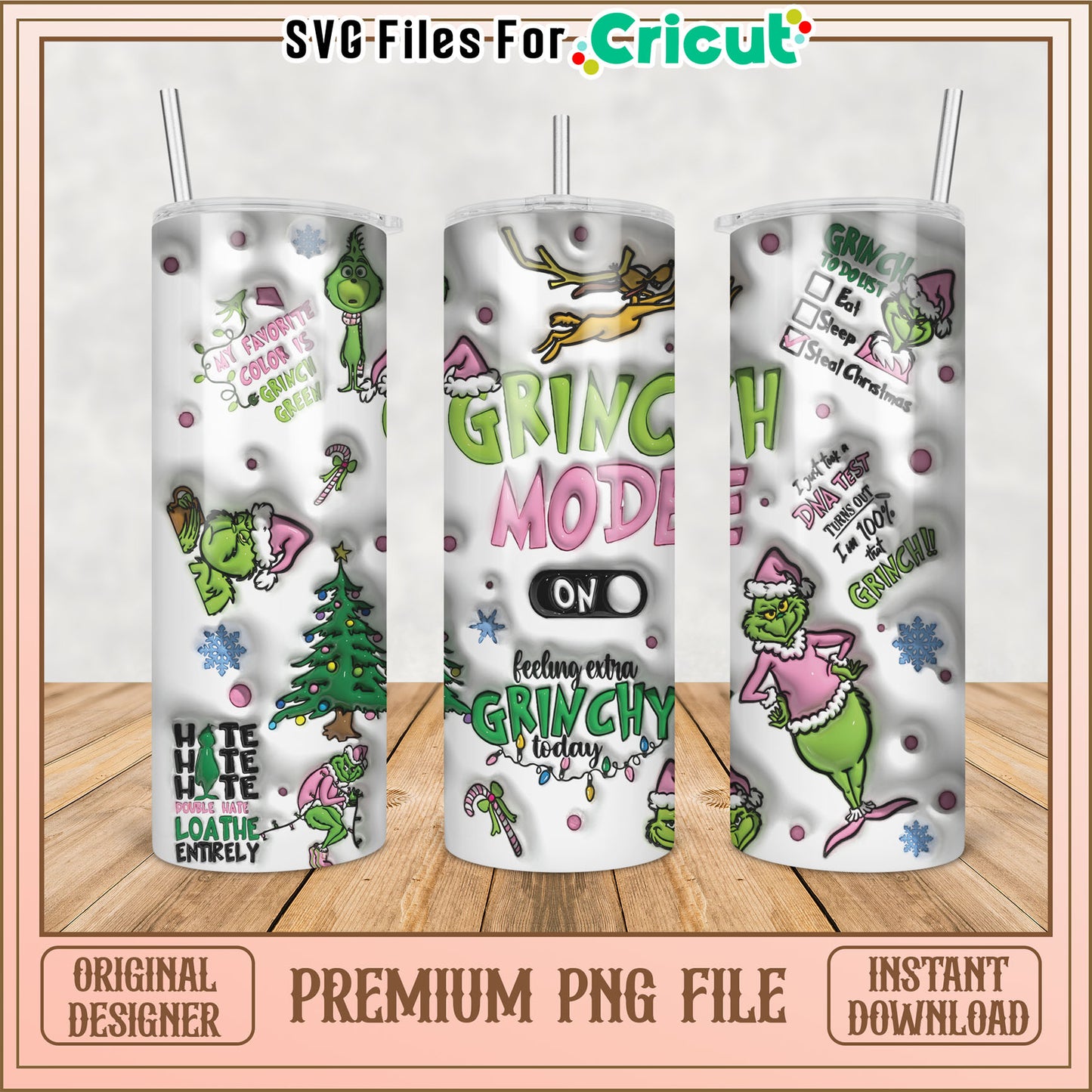 Grinch Tumbler PNG Sublimation Design