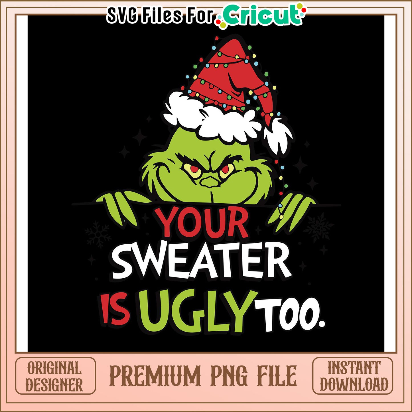 Grinch Ugly Sweater Design for Cricut, Perfect for Holiday Projects