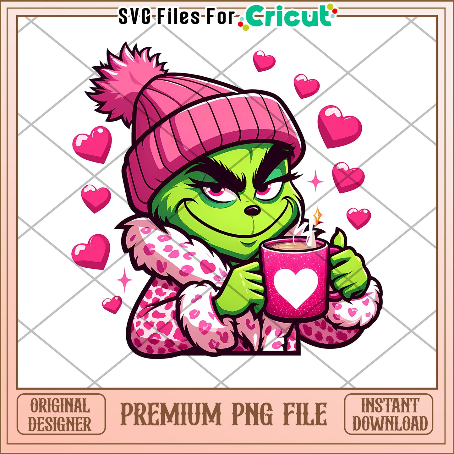 Grinch Valentine PNG Cozy Coffee Mug Design