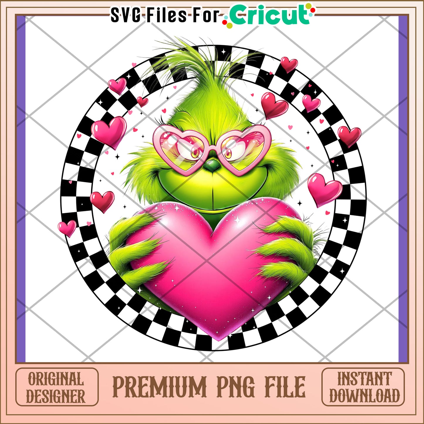 Grinch Valentine PNG Sublimation Design