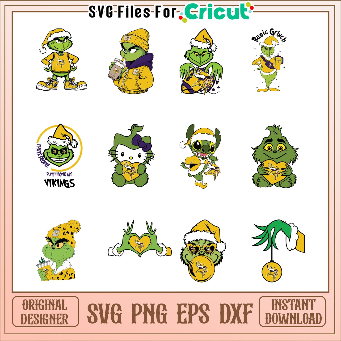 Grinch Vikings SVG Bundle Instant Download