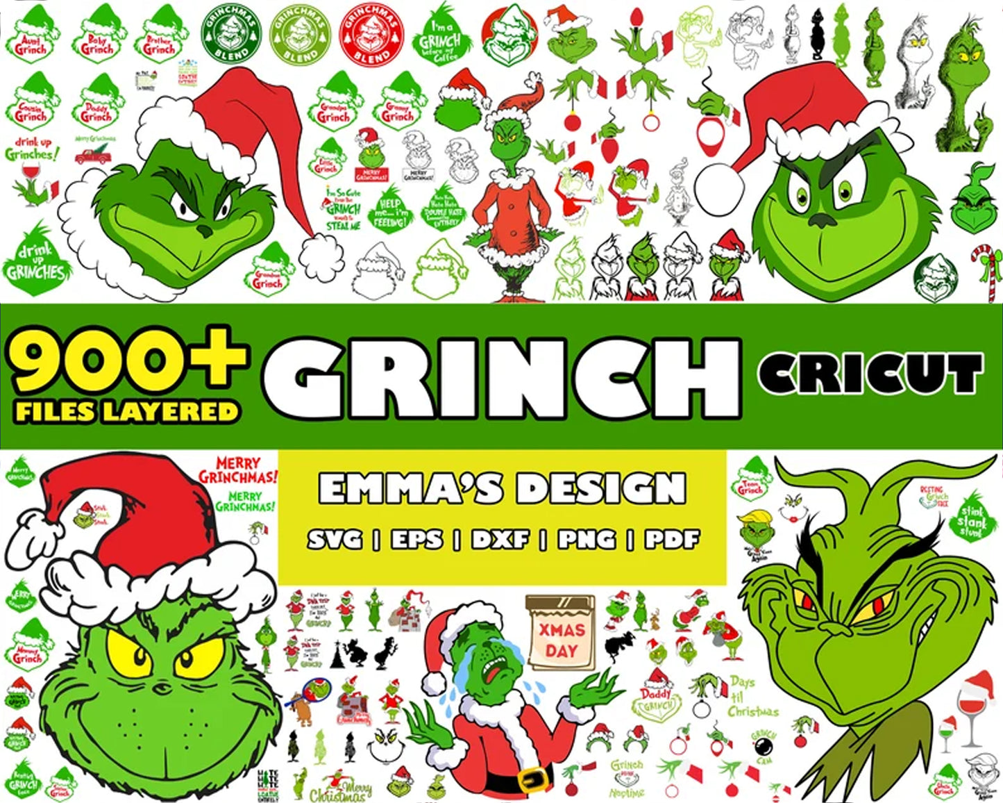 Grinch face christmas bundle svg, grinch face svg, grinch christmas svg