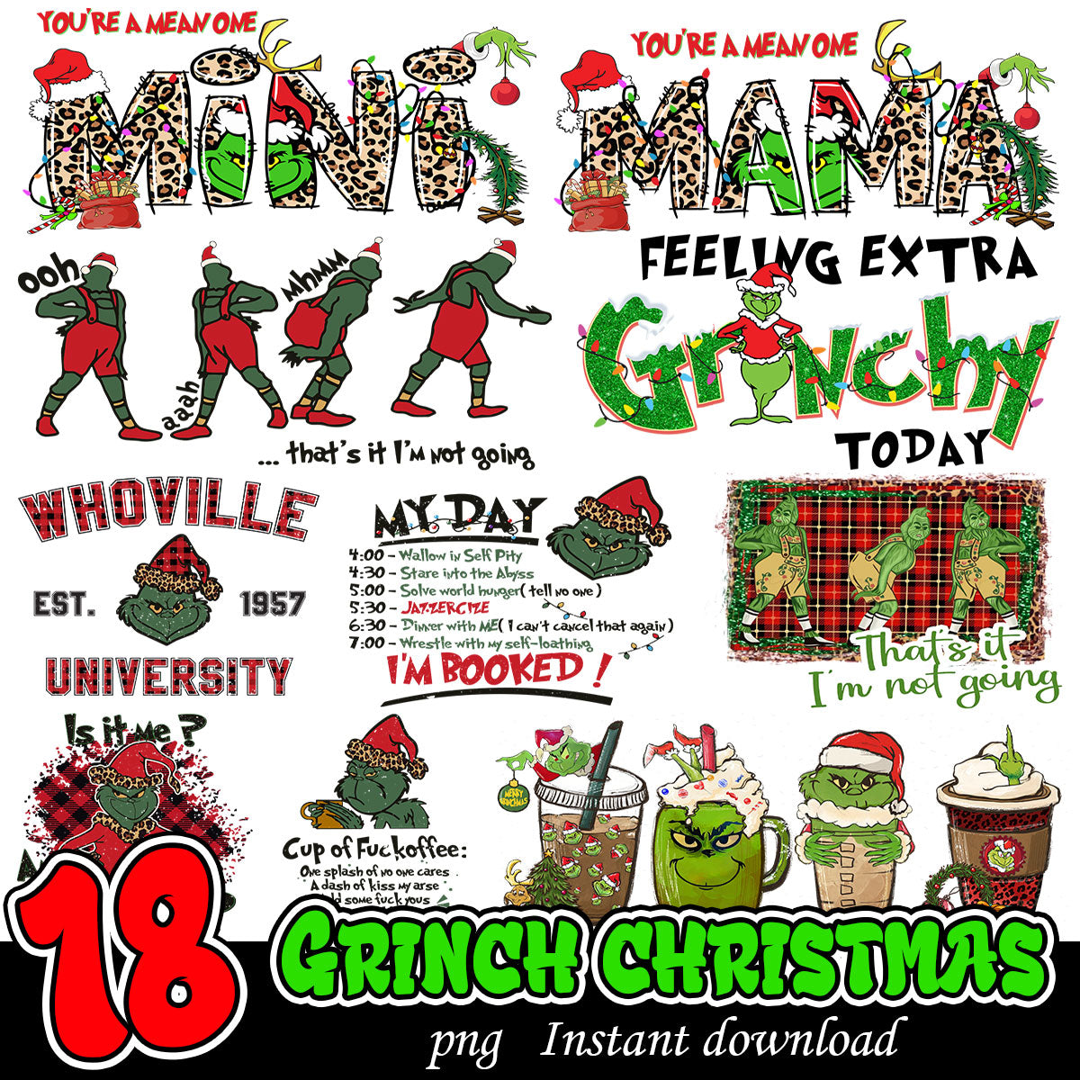 Grinch png, Grinchmas png bundle, Merry Christmas bundle