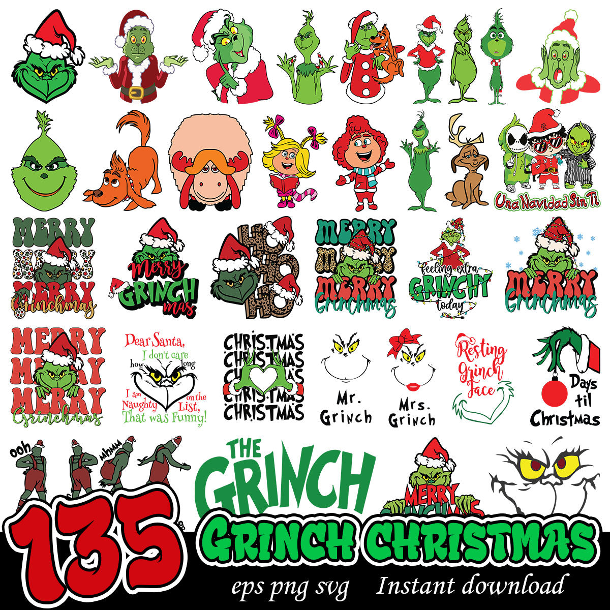 Grinch Merry Christmas svg bundle, Grinchmas svg bundle