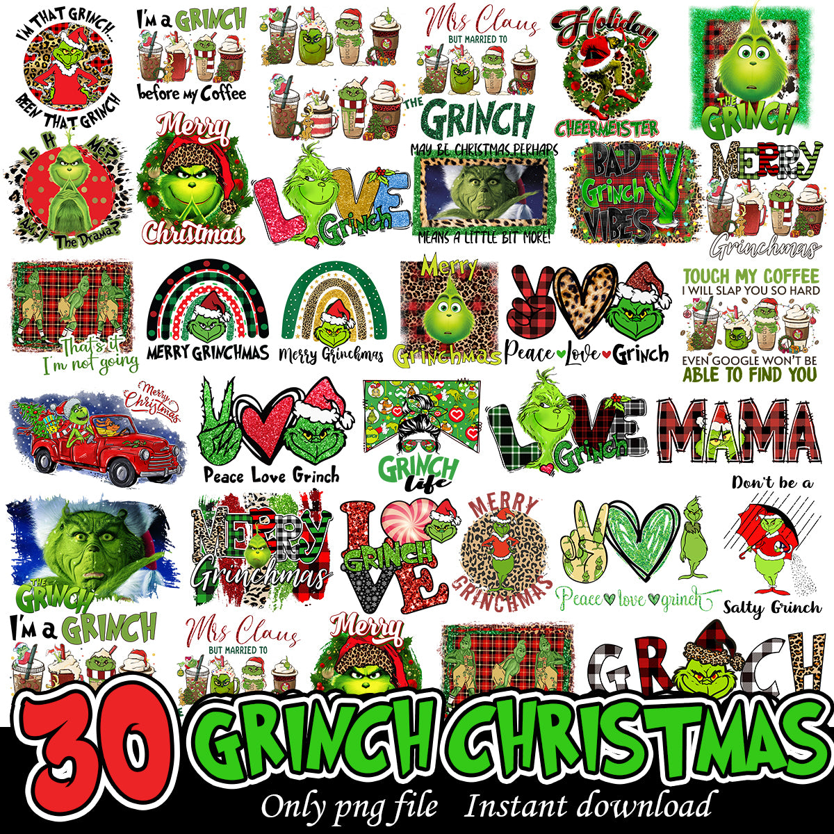 Grinch Christmas flannel png bundle, Grinchmas png bundle