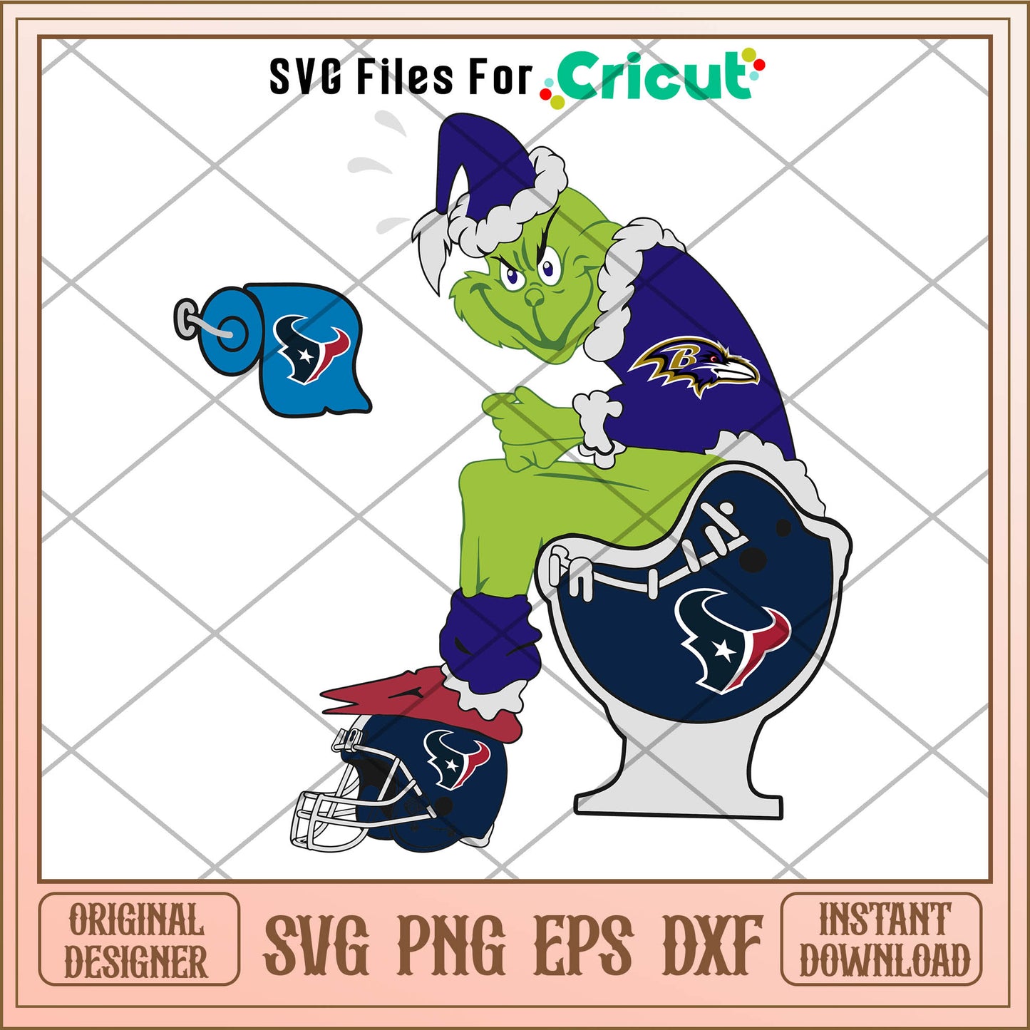 Grinch baltimore ravens and houston svg, cartoon grinch svg