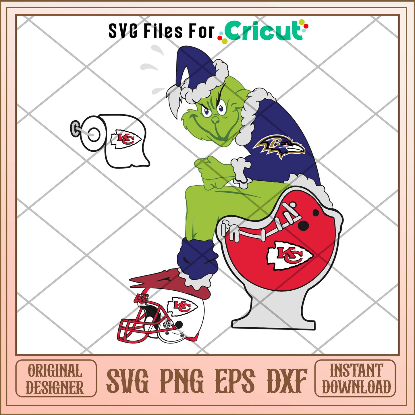 Grinch baltimore ravens and kansas chief svg, grinch movie cartoon svg