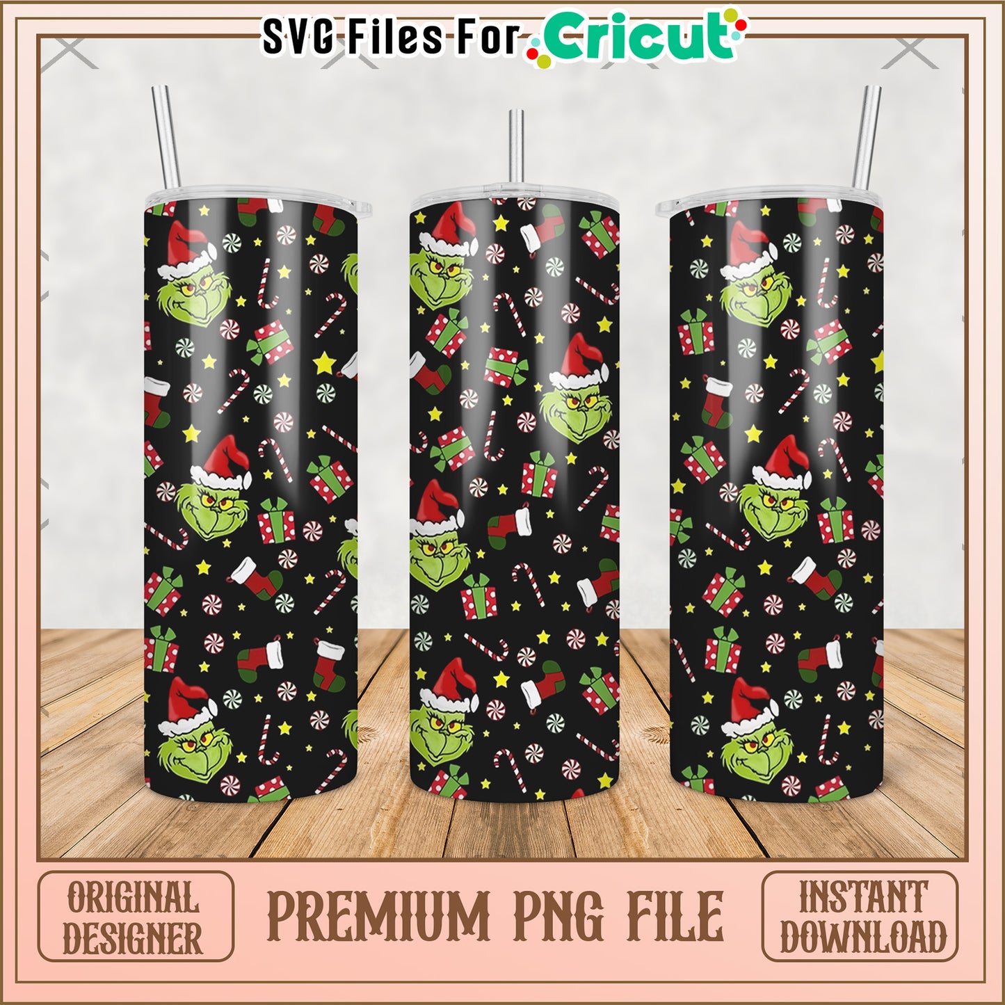 Grinch christmas black tumbler png, baby grinch png, grinch christmas tree png