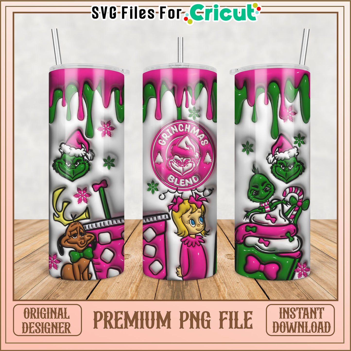Grinchmas Blend Themed Tumbler Design Premium PNG for Crafts