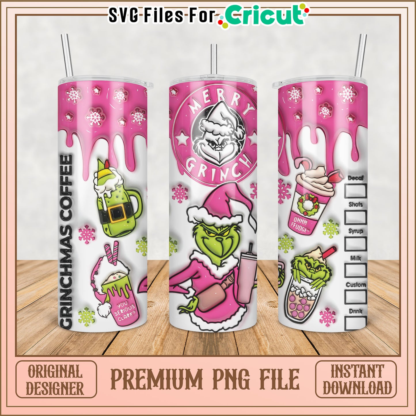 Grinchmas Coffee PNG Sublimation Design