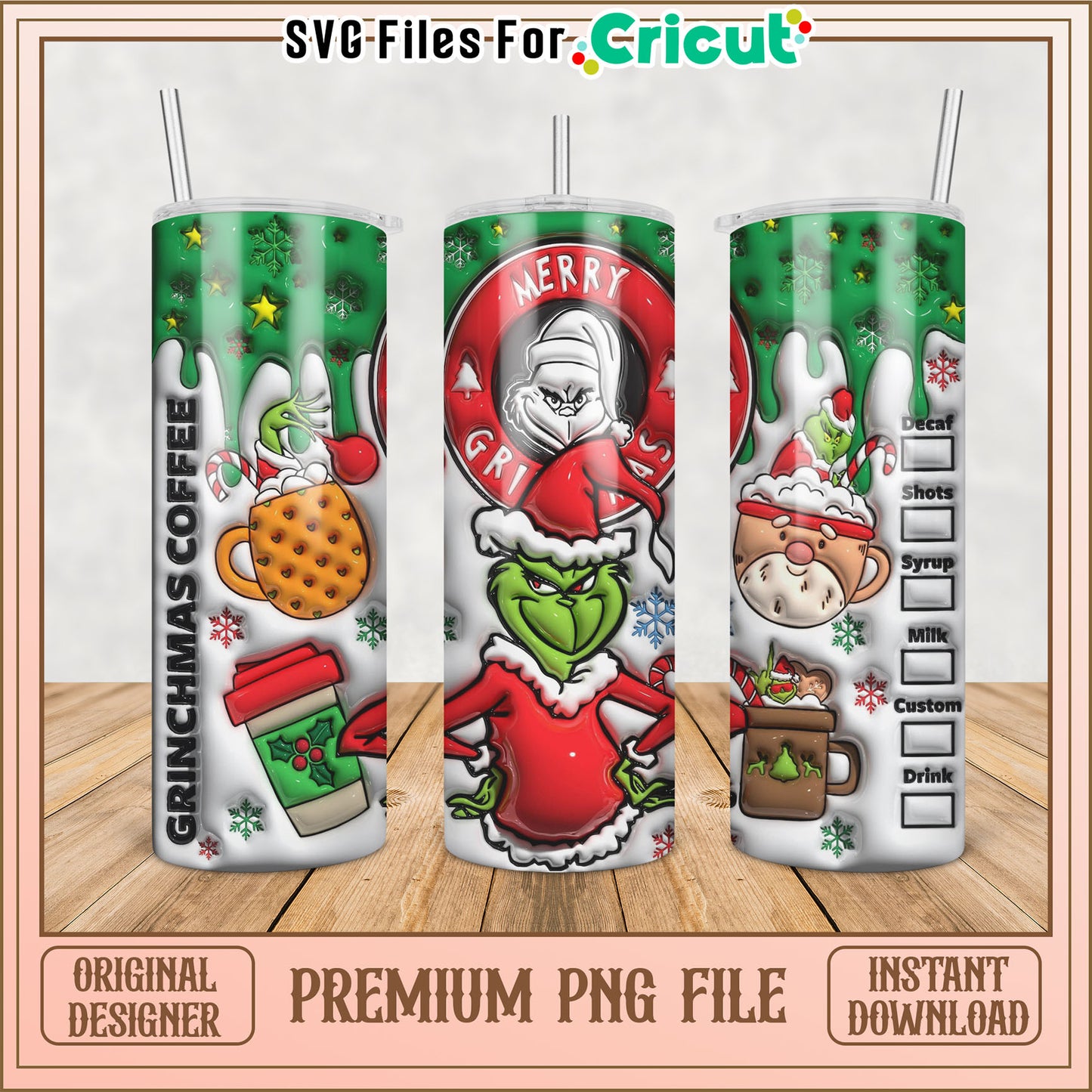 Grinchmas Coffee Tumbler PNG