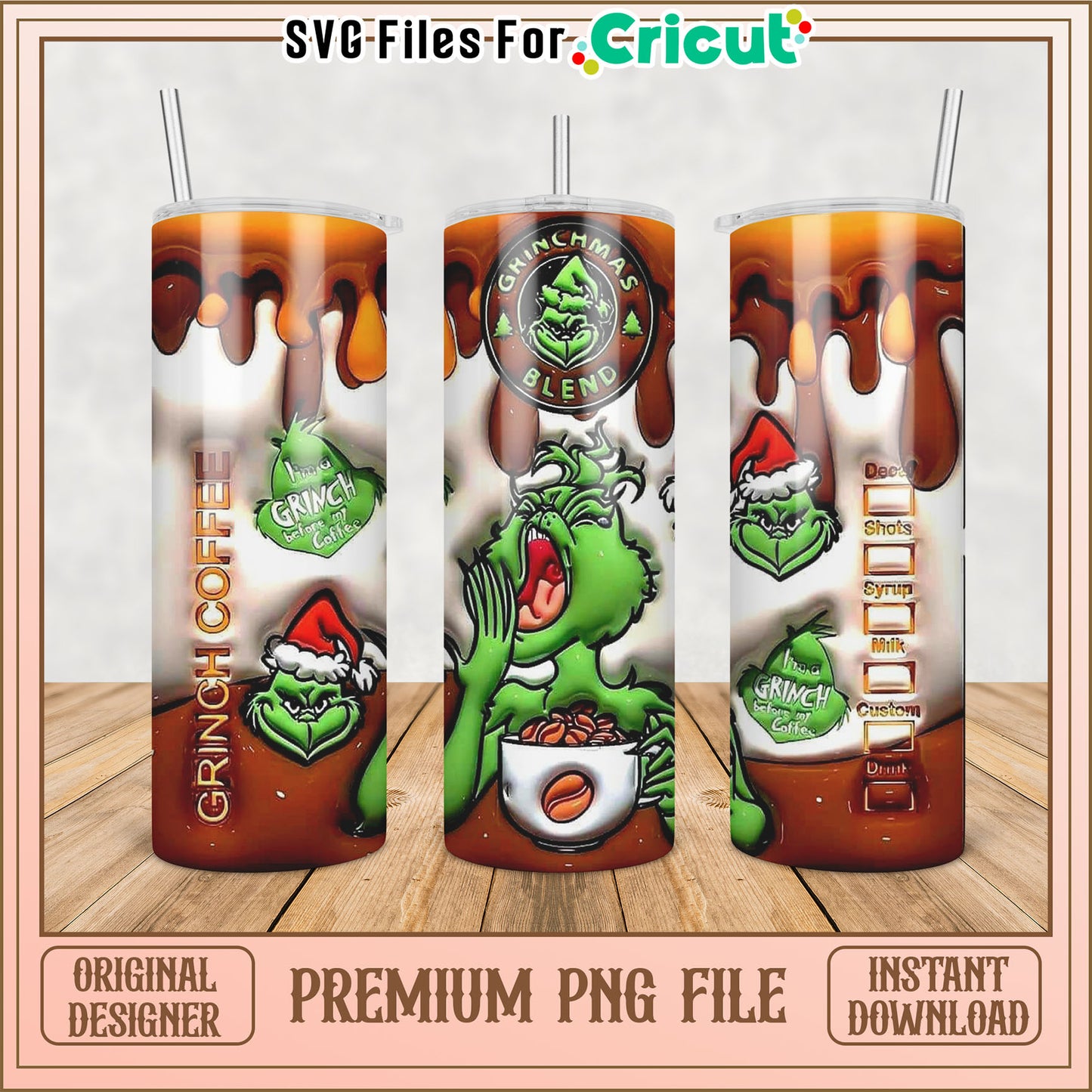Grinchmas Coffee Tumbler PNG Design
