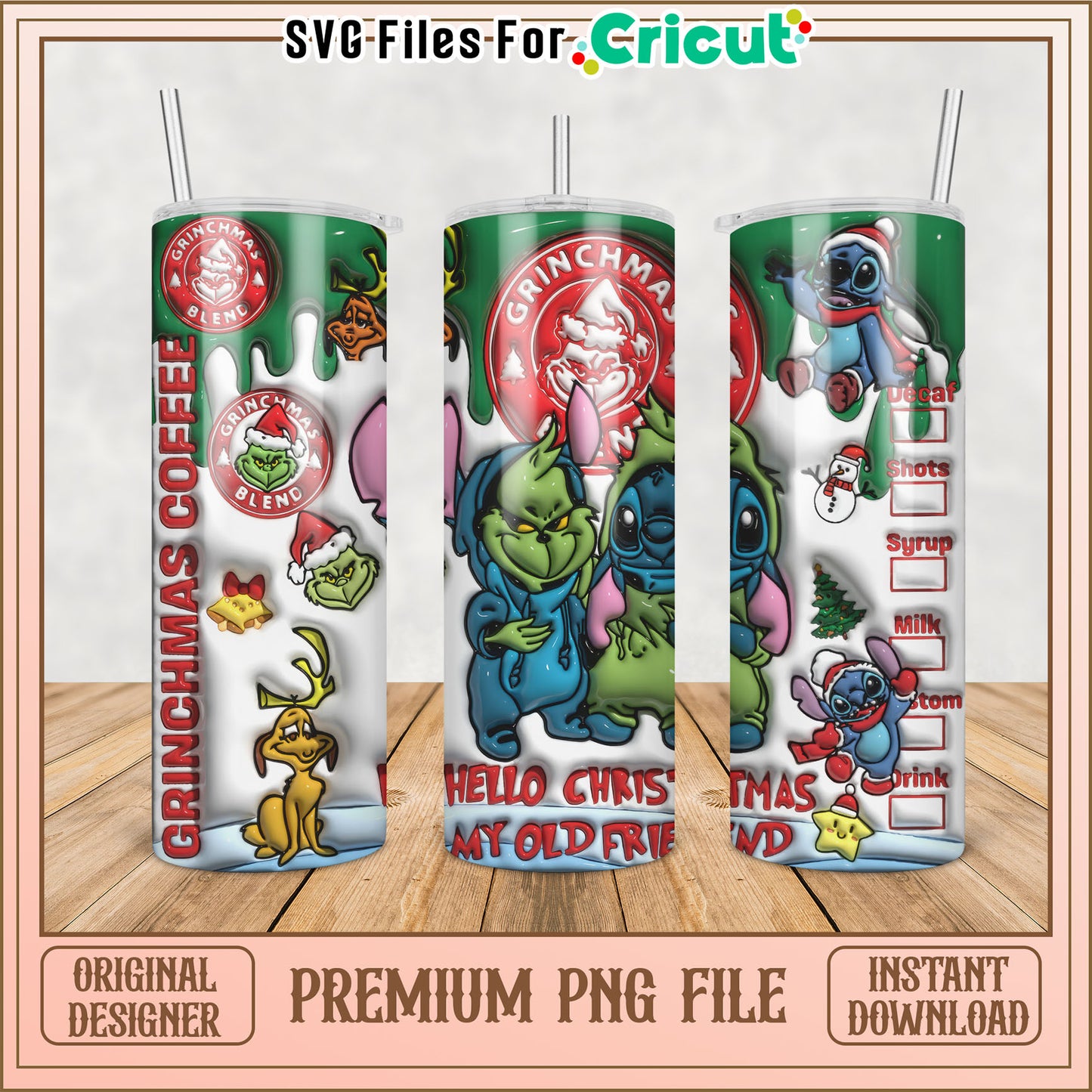 Grinchmas Coffee Tumbler PNG Design for Cricut Crafting Fun
