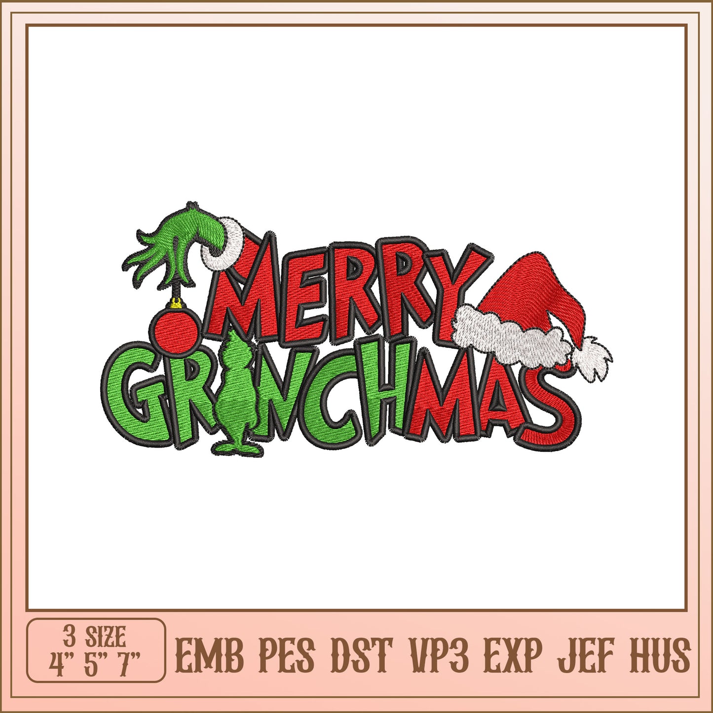 Grinchmas Embroidery Design