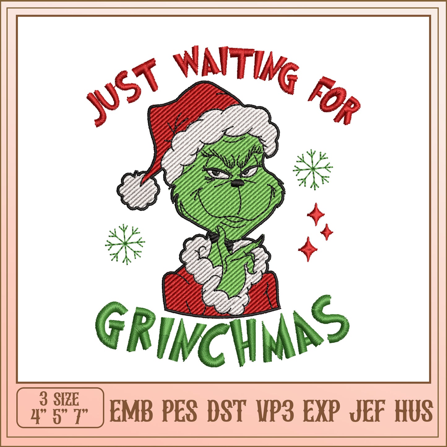 Grinchmas Embroidery Design Fun Holiday Sewing Project 4 Sizes