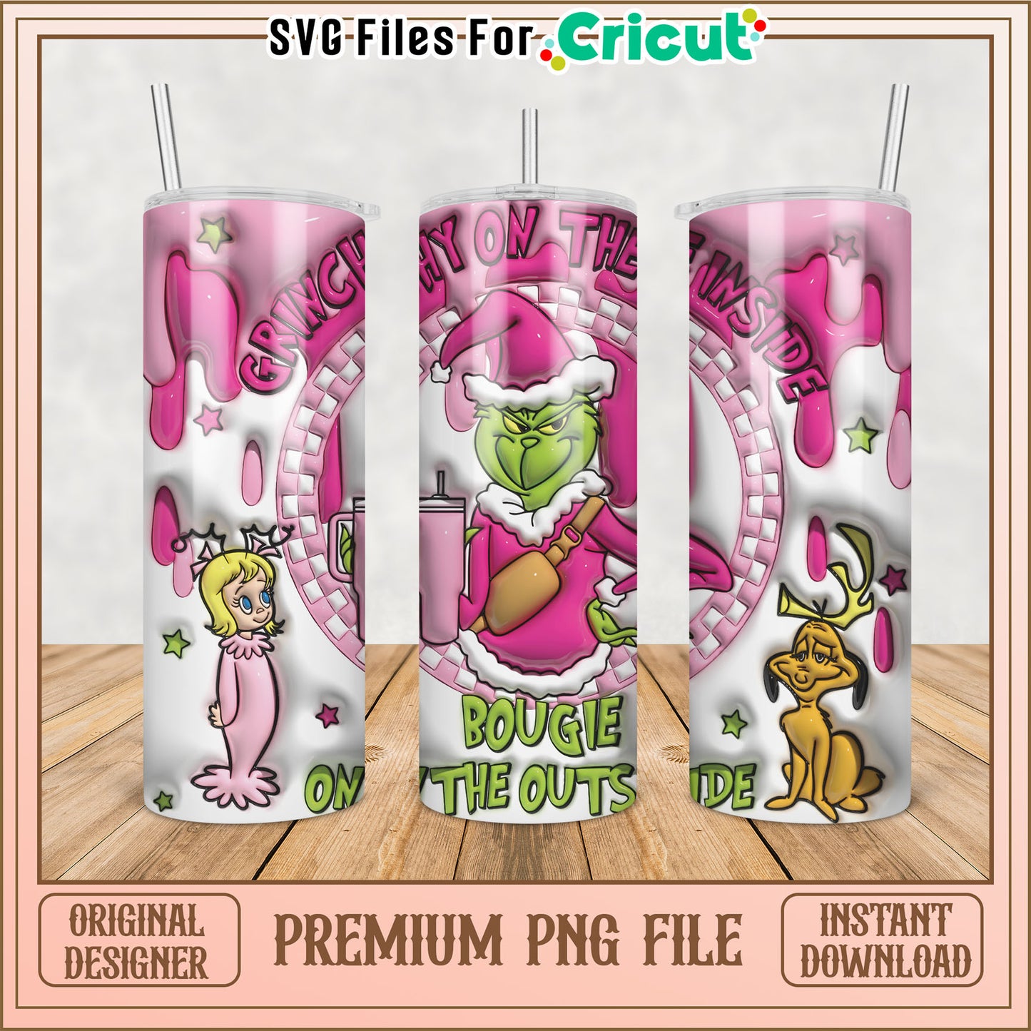 Grinchmas Pink Tumbler PNG Sublimation