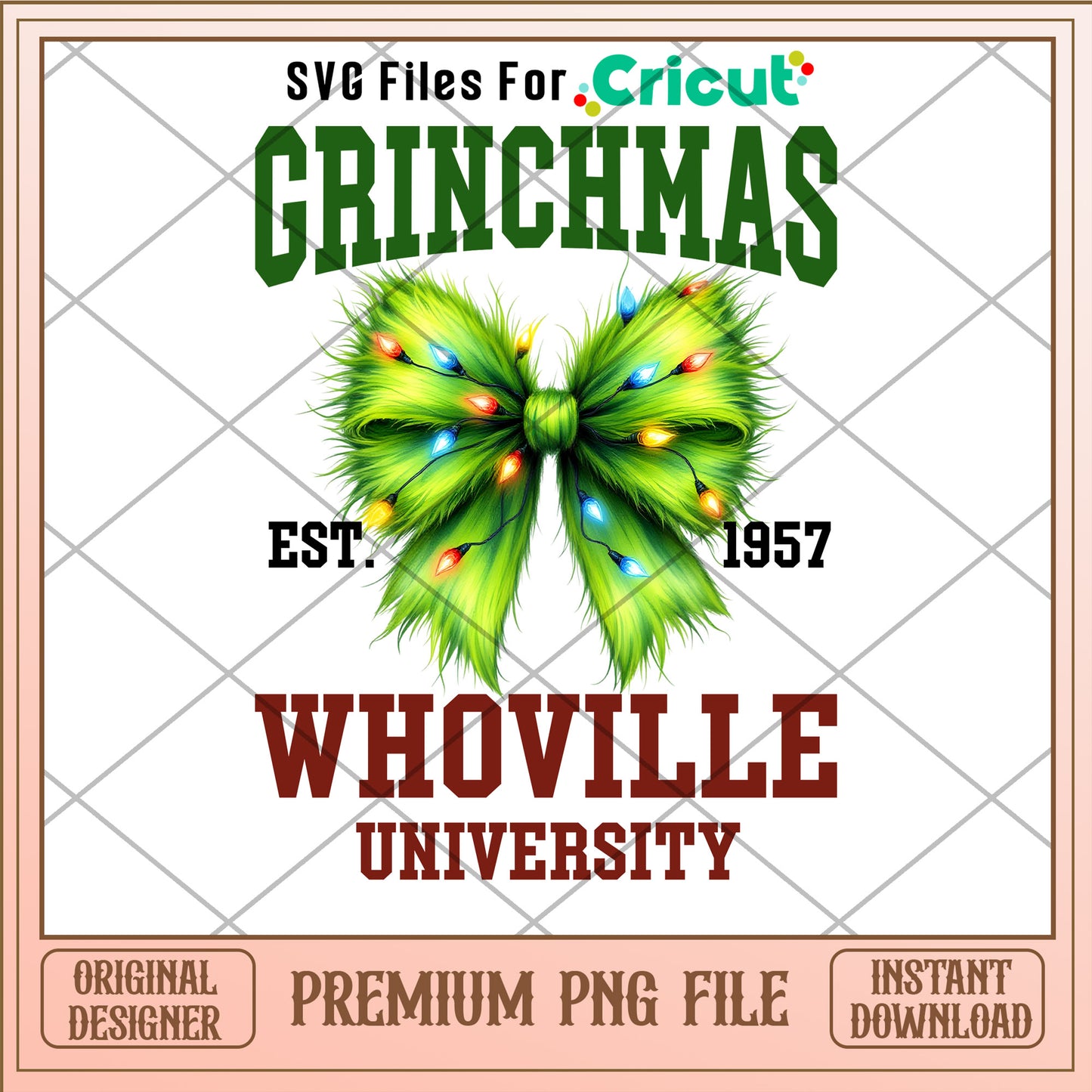 Grinchmas whoville university png, Grinch bow png, christams png
