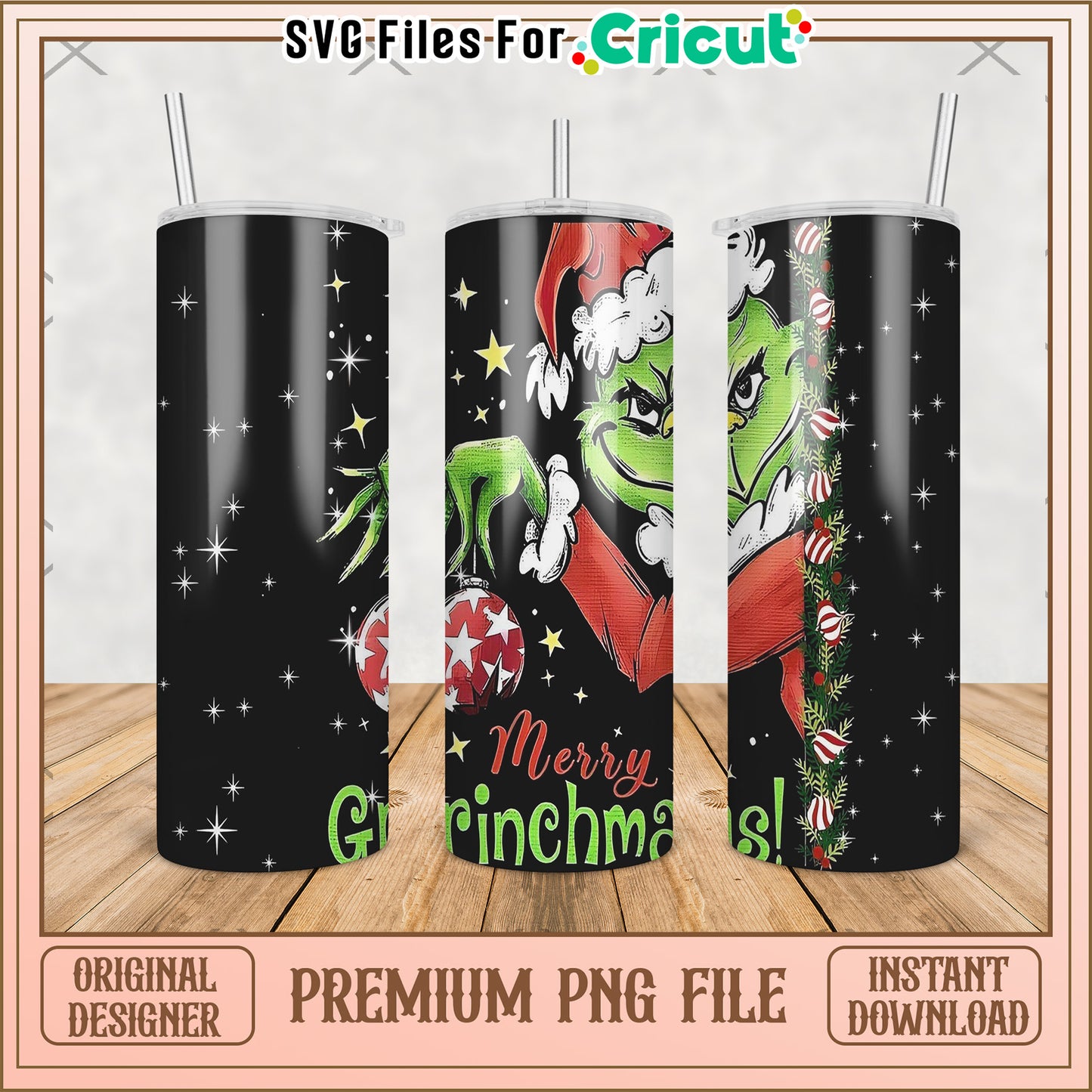 Grinch merry chrismas black tumbler png, grinch christmas png, christmas tree png