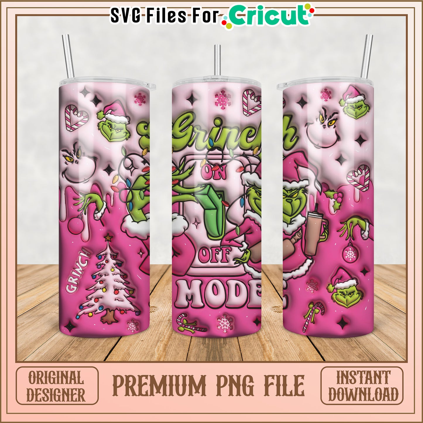 Grinch on Off Mode Tumbler PNG File for Cricut DIY Projects