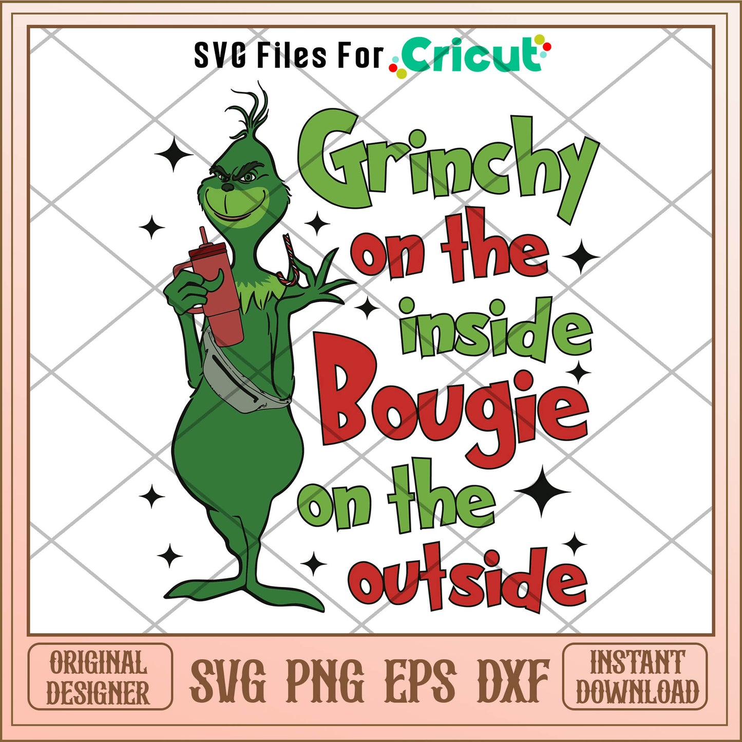 Grinchy On The Inside Boojee Stnley SVG, grinch tumbler svg