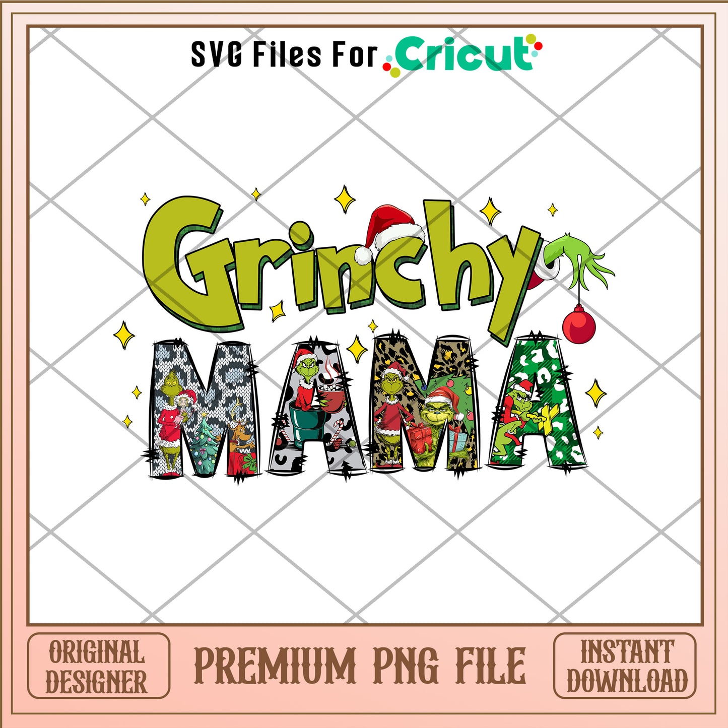 Grinchy mama png, the Grinch santa hat png, christmas png