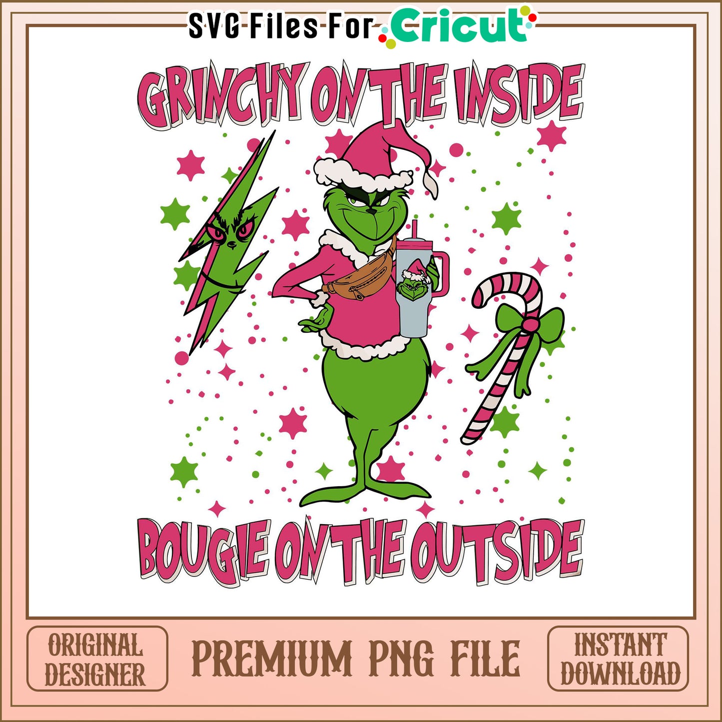 Grinchy on the Inside PNG File, Perfect for Holiday Crafts
