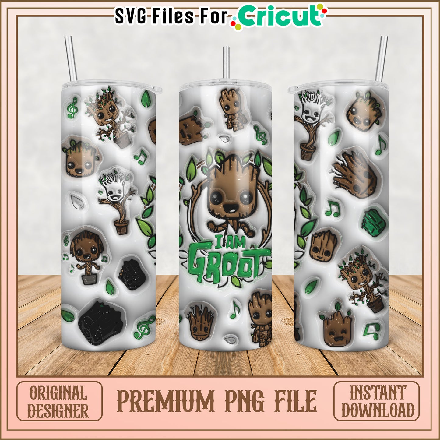 Groot Tumbler PNG Design Instant Download