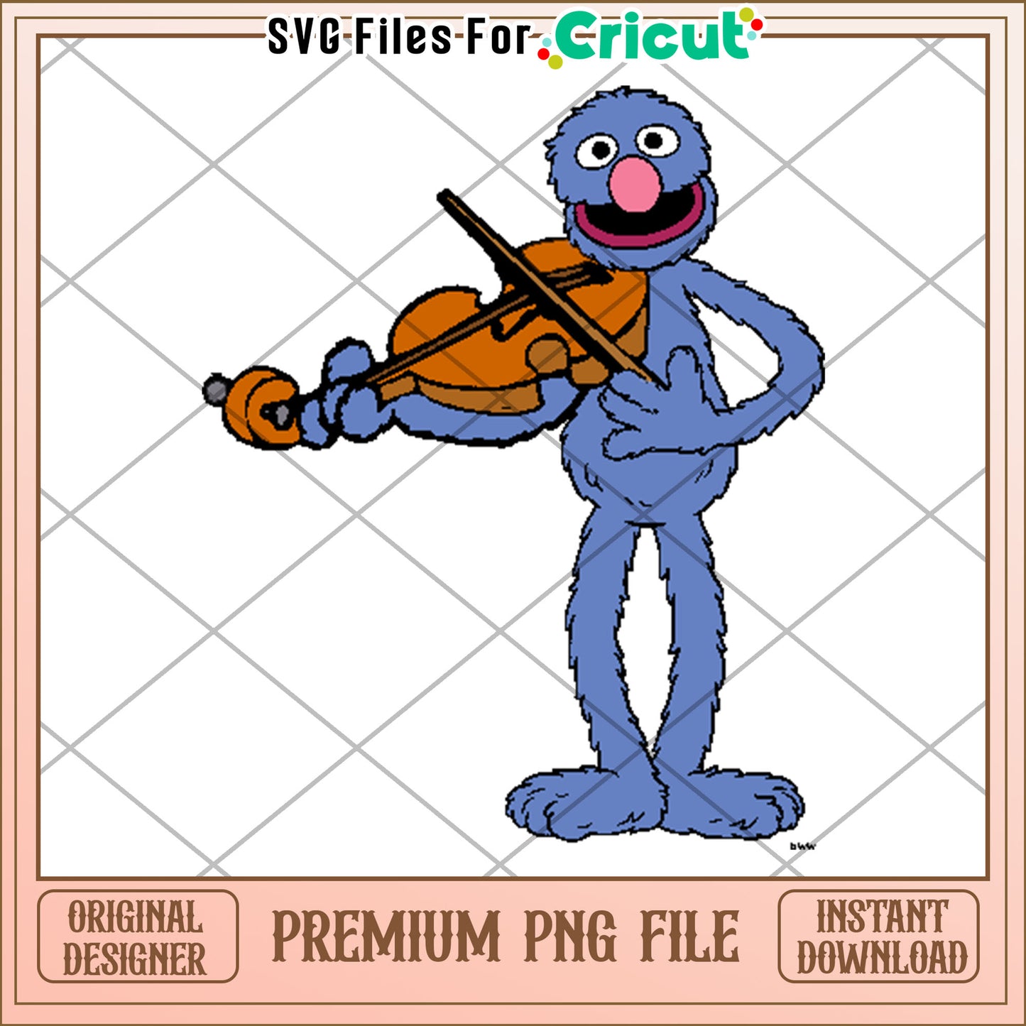 Grover playing vilolin dawn png, sesame street png, sesame workshop png