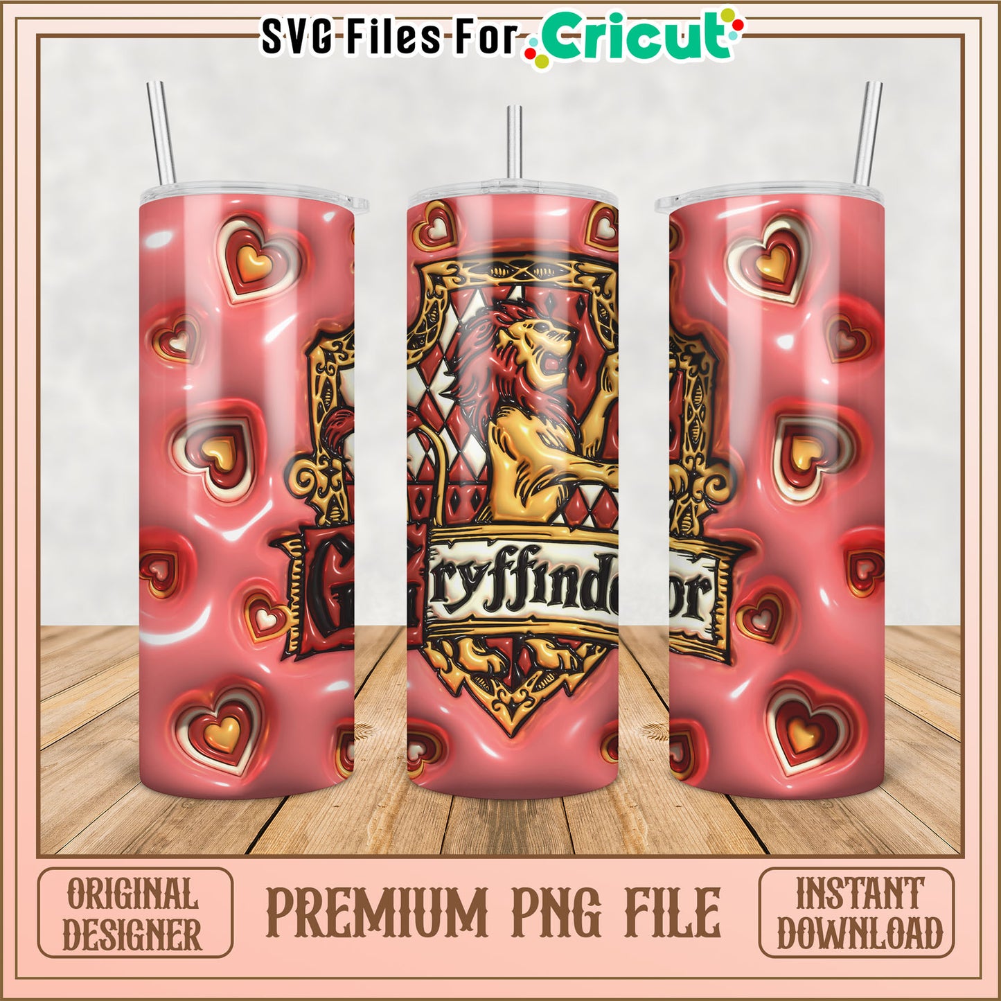 Gryffindor Hearts Tumbler PNG