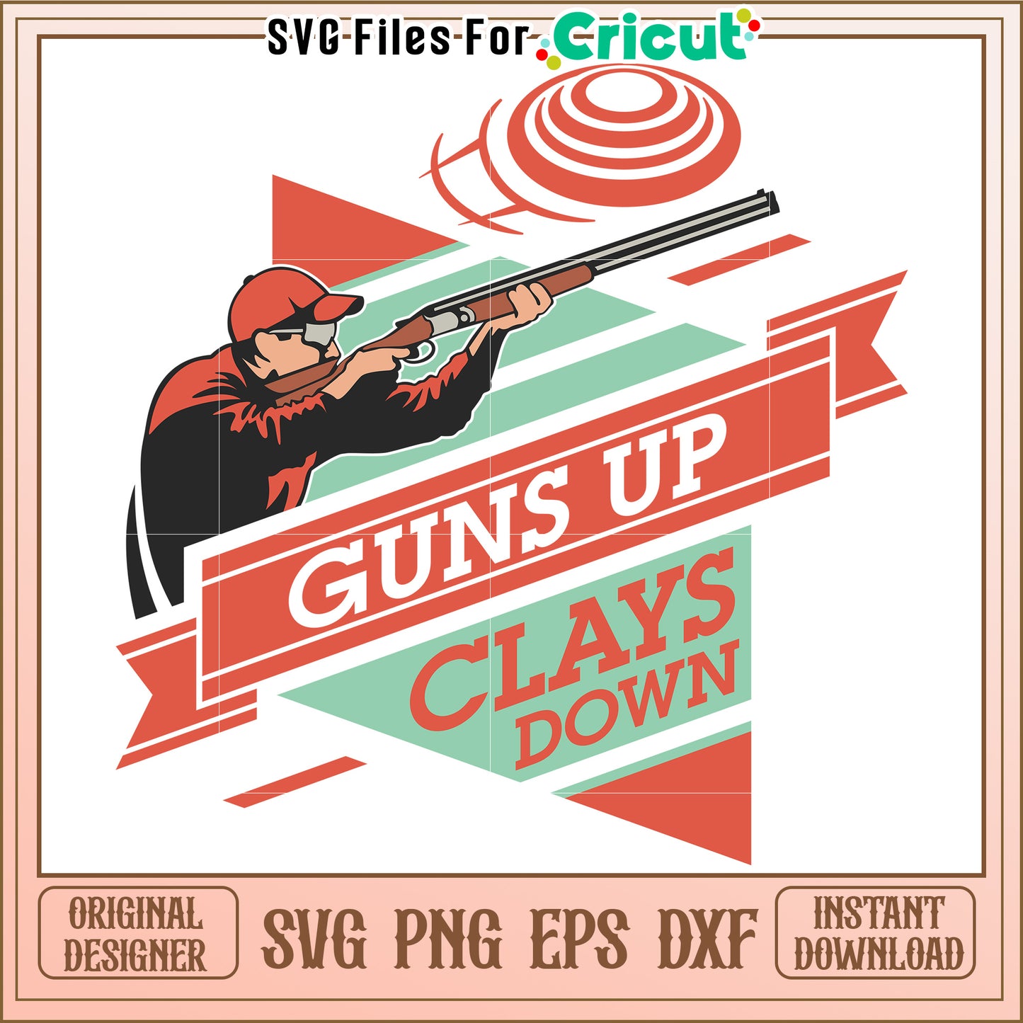 Guns up clay down svg, skeet shooting funny svg, champion clay svg