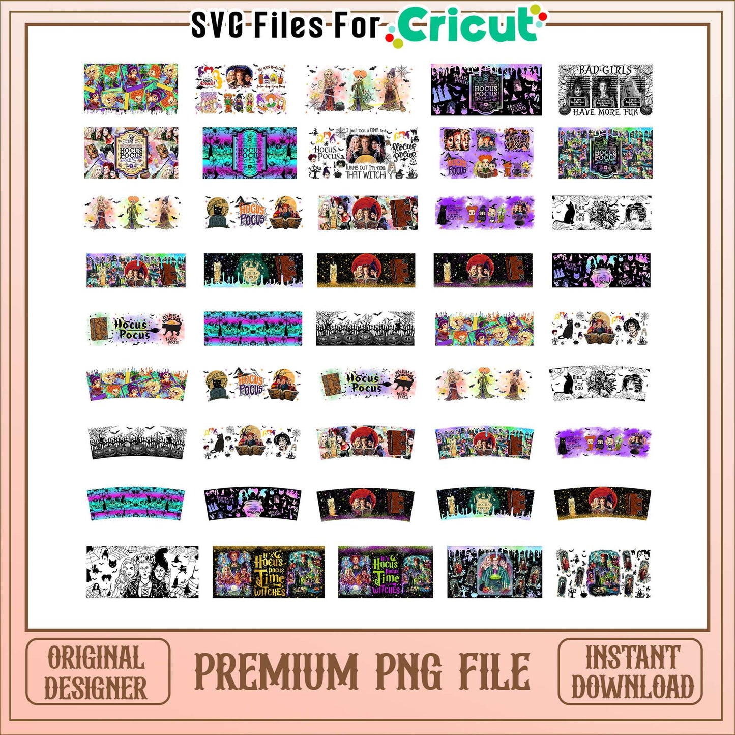 Hocus pocus halloween tumbler bundle png, hocus pocus halloween png