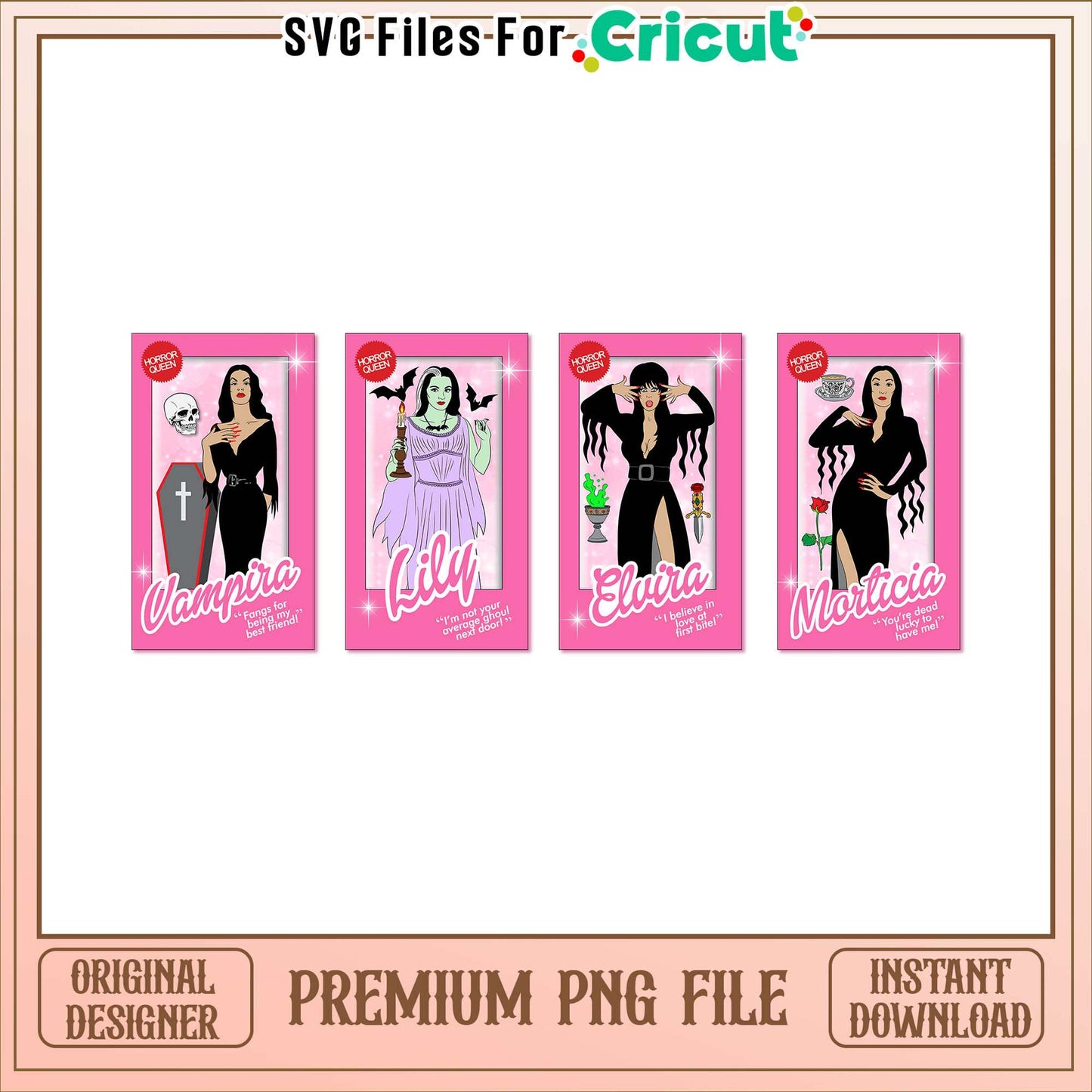 Halloween queens pink bundle png, halloween barbie doll png