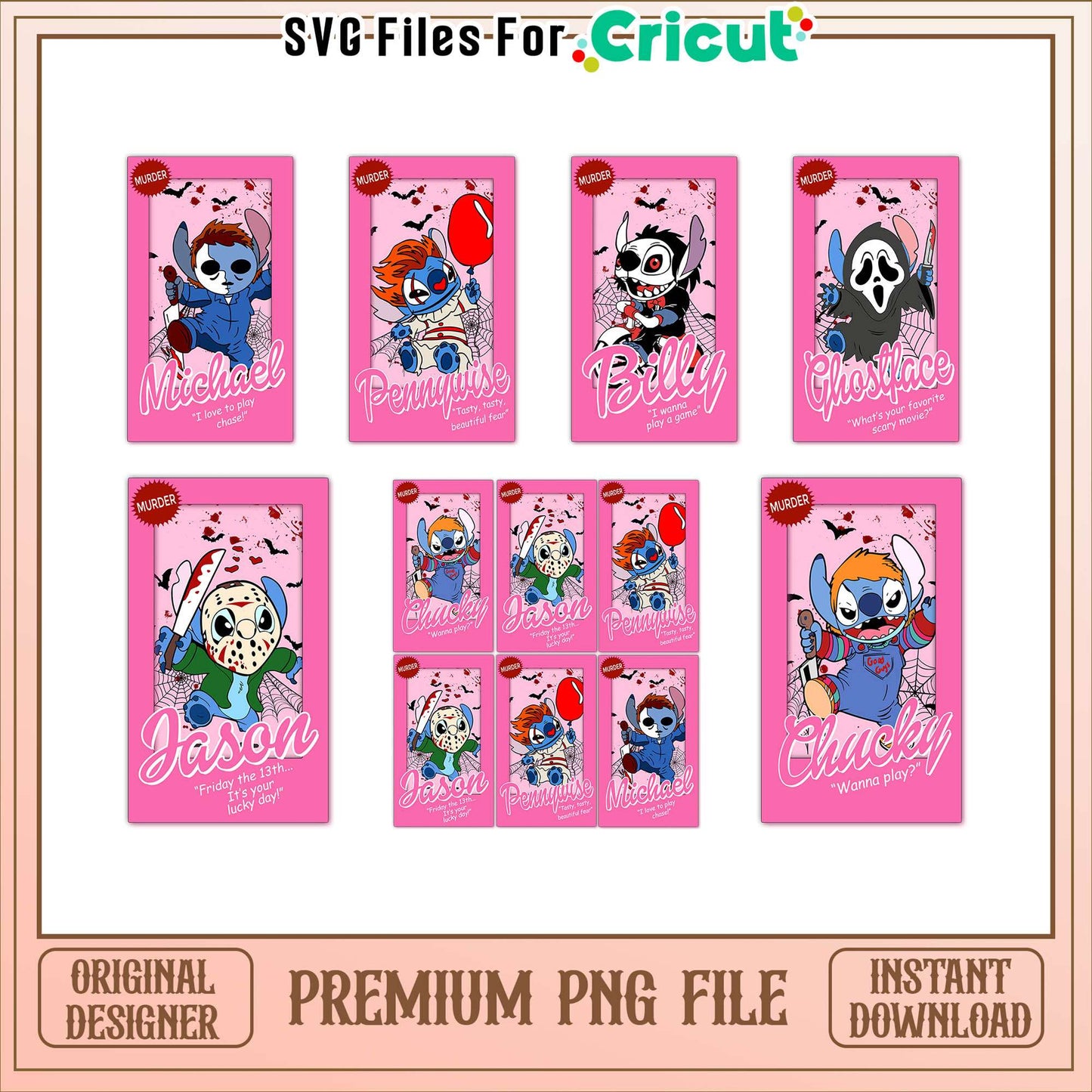 Halloween character chibi tarot bundle png, halloween character png