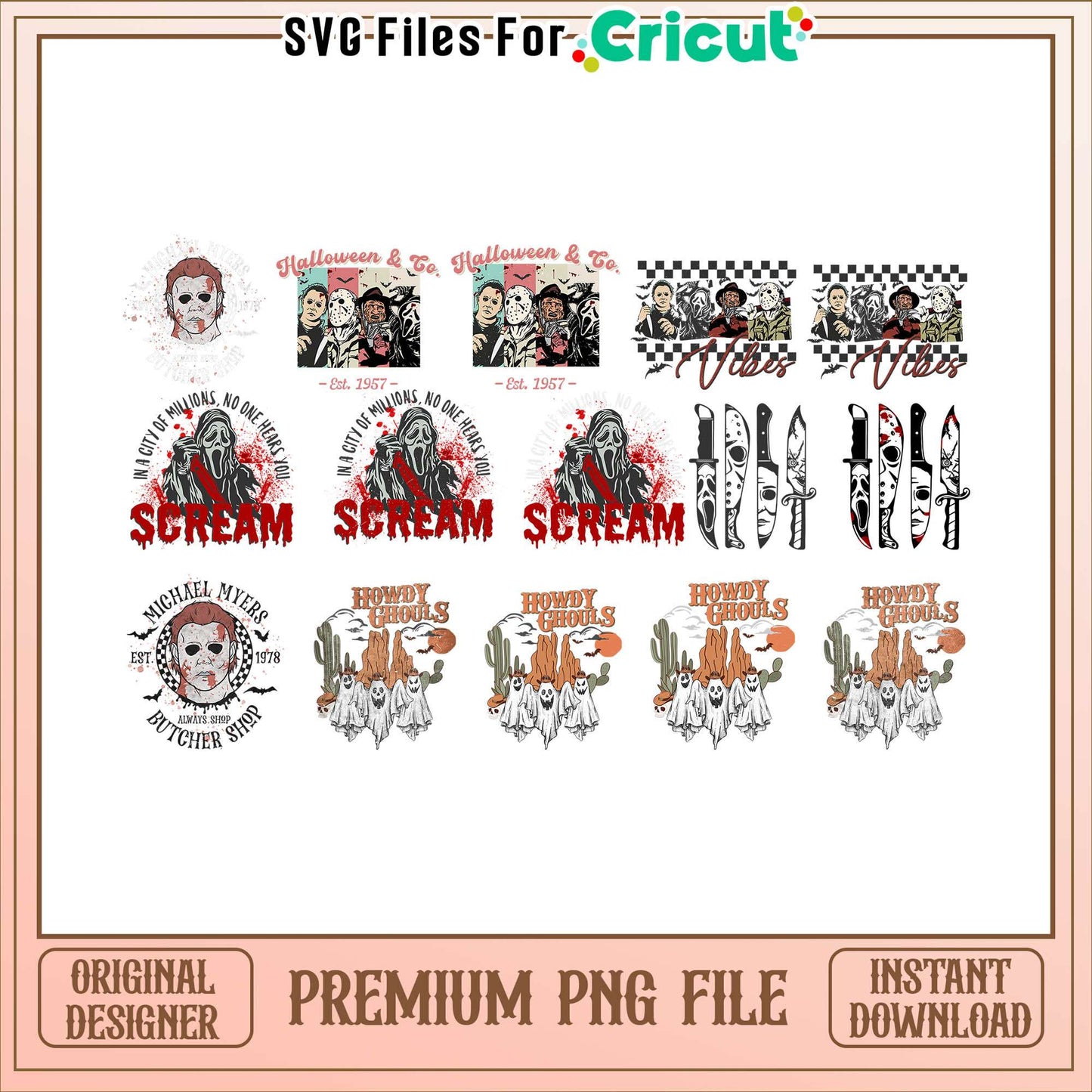 Ghost howdy ghouls halloween bundle png, halloween ghost png