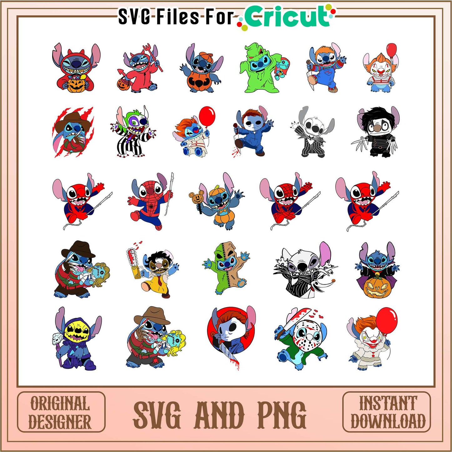 Stitch cosplay horror movie halloween bundle svg, stitch horror movie svg