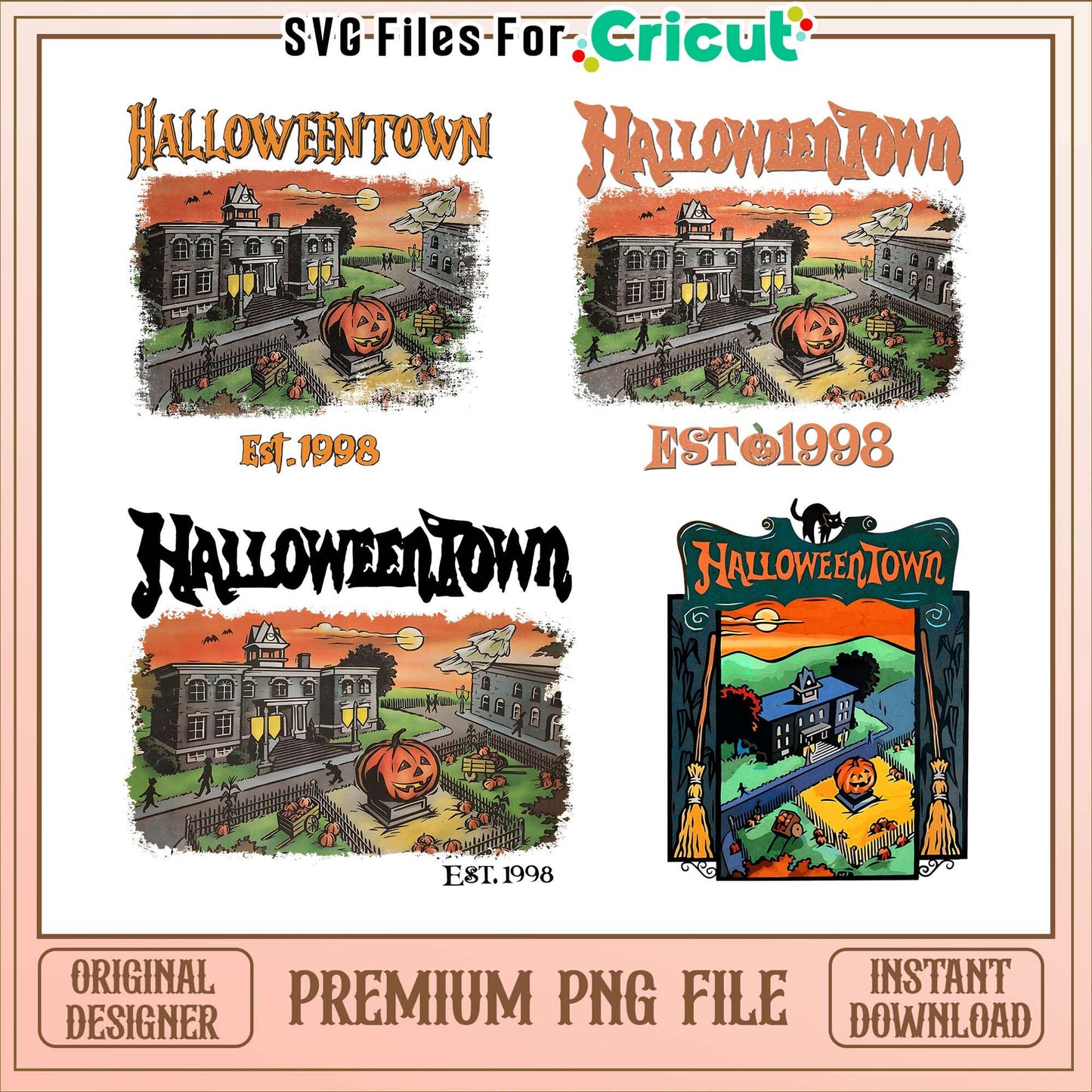 Halloween est 1988 bundle design png, halloween town png