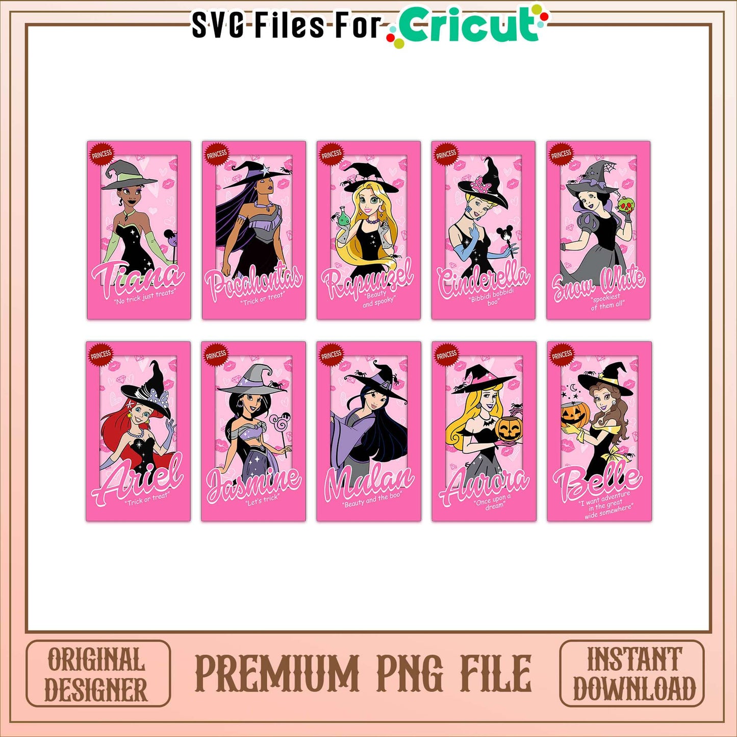 Disney princess barbie cards halloween bundle png, disney princess halloween png