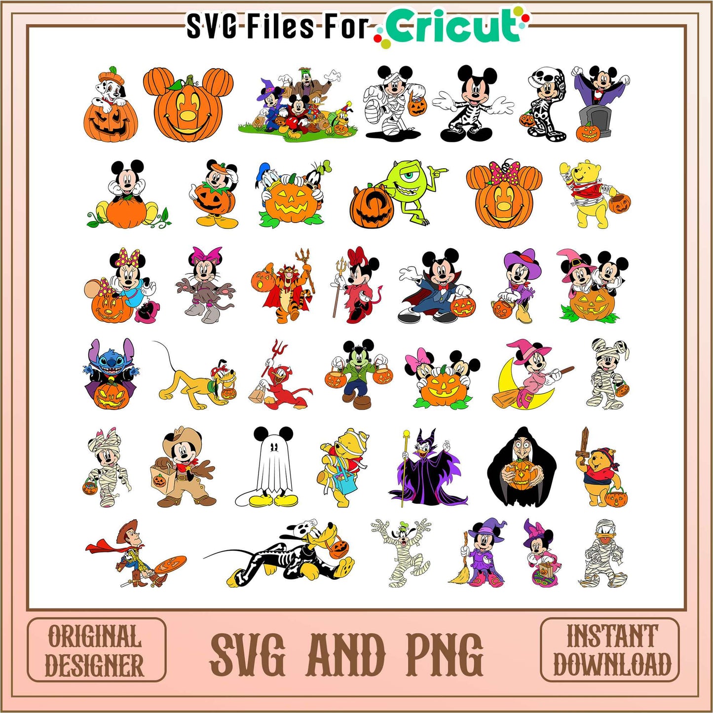Mickey mouse pumpkin halloween bundle svg, disney halloween svg