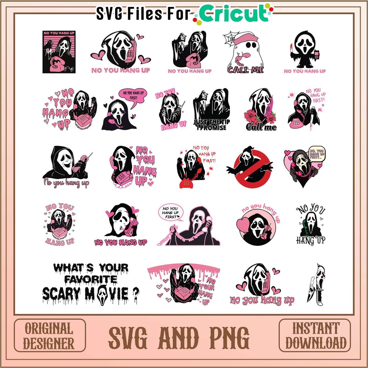 Ghostface no hang you up bundle svg, ghostface halloween svg