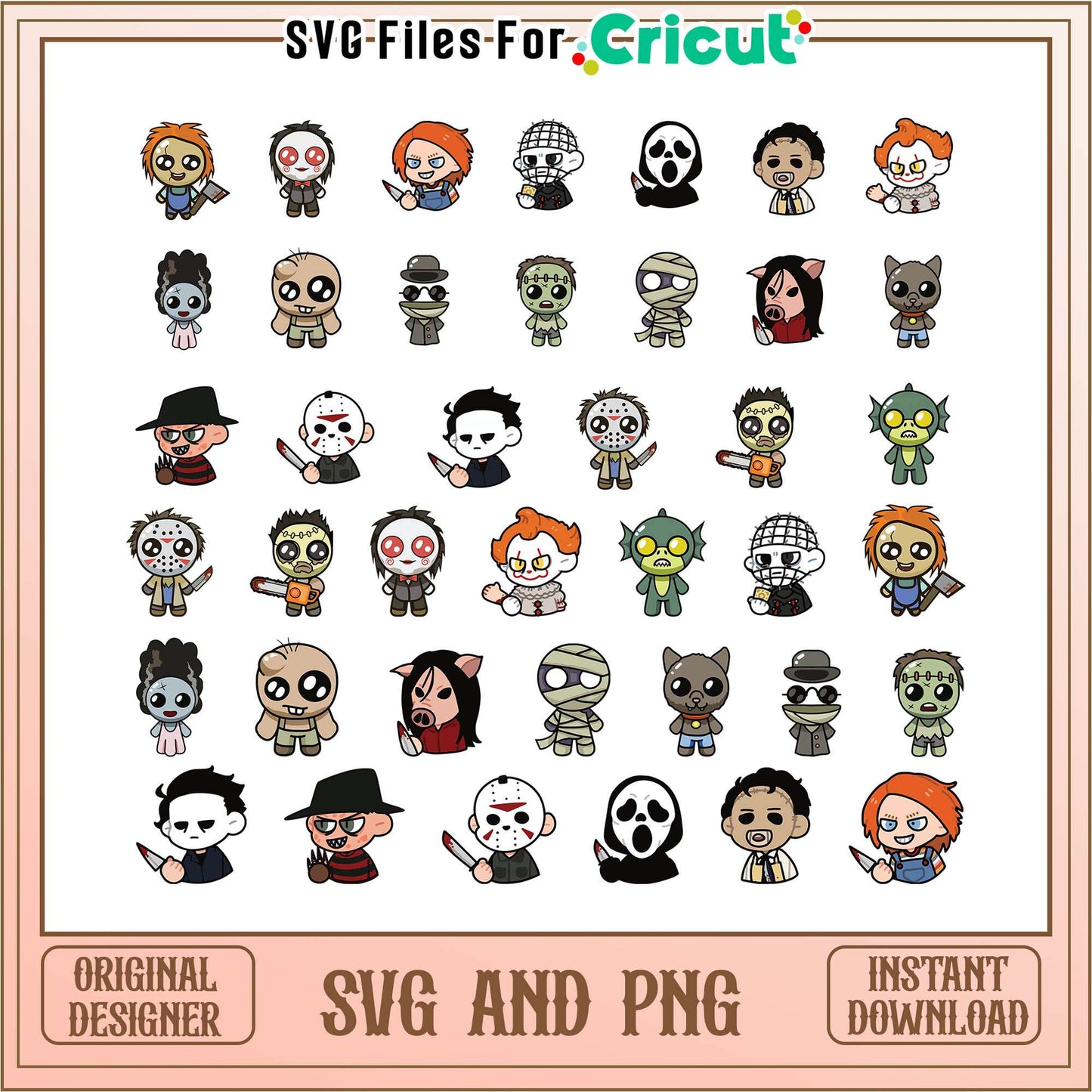 Horror character chibi halloween bundle svg, horror character svg