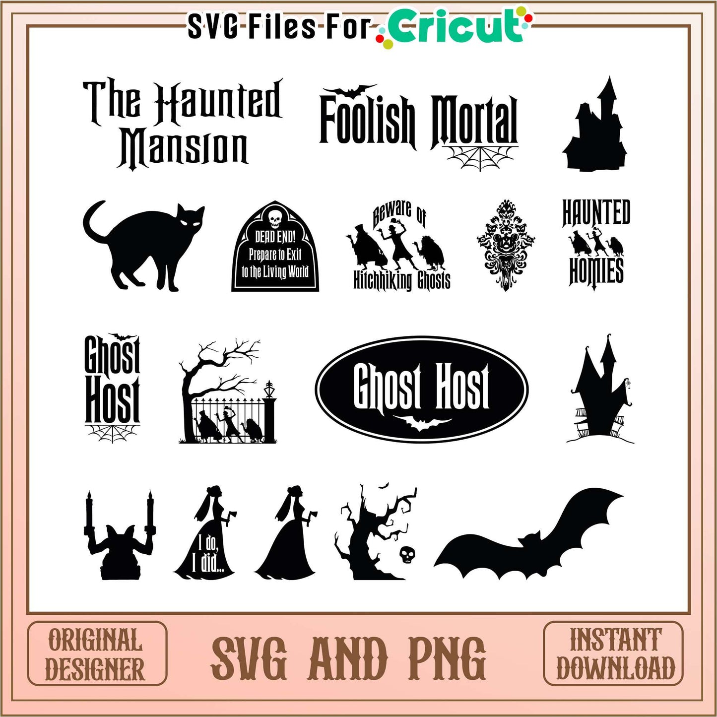The haunted mansion halloween bundle svg, hot ghost svg, halloween svg