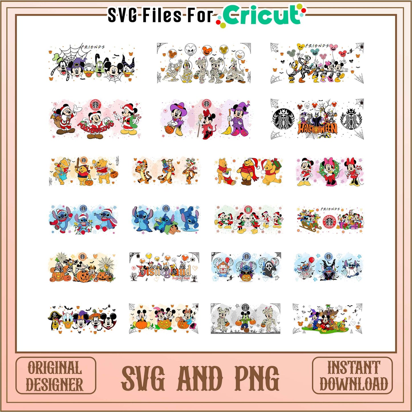 Mickey friends halloween glasscan bundle svg, mickey and friends halloween svg