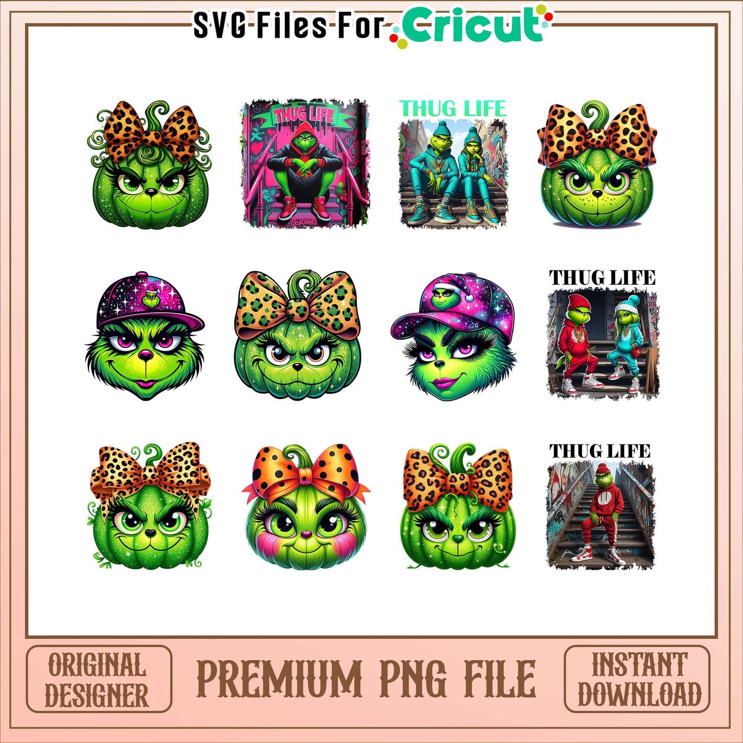 Grinch pumpkin halloween bundle png, grinch pumpkin png