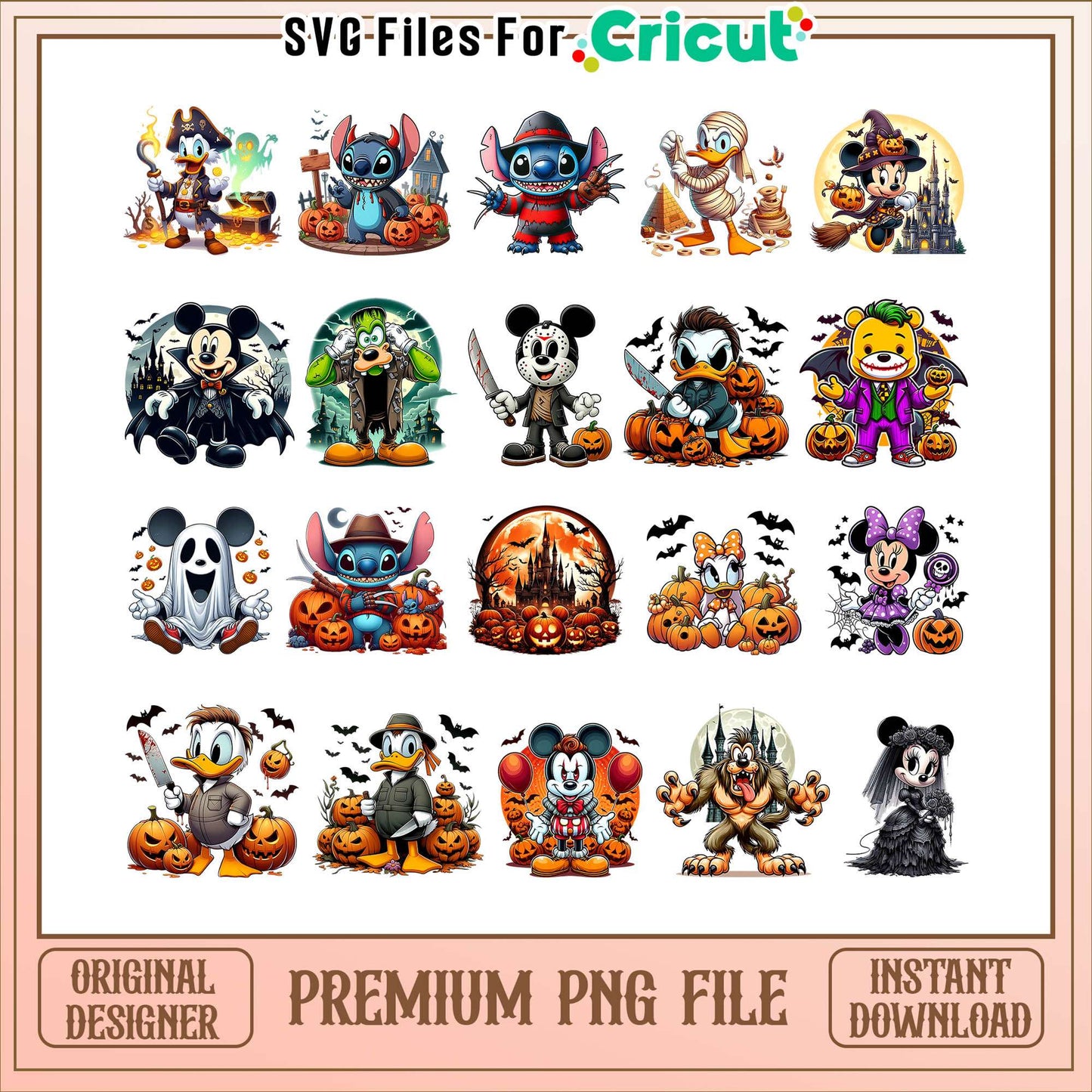 Mickey mouse friends halloween bundle png, mickey mouse and friends png